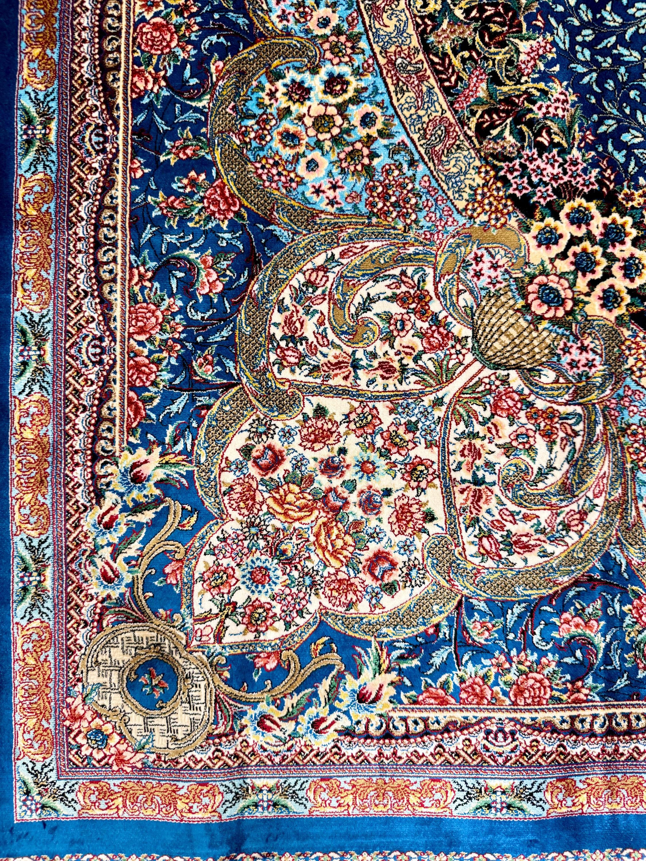 Luxury Persian Bamboo Silk Rug 120x180 cm – Robot-Woven & Hand-Knotted Edges