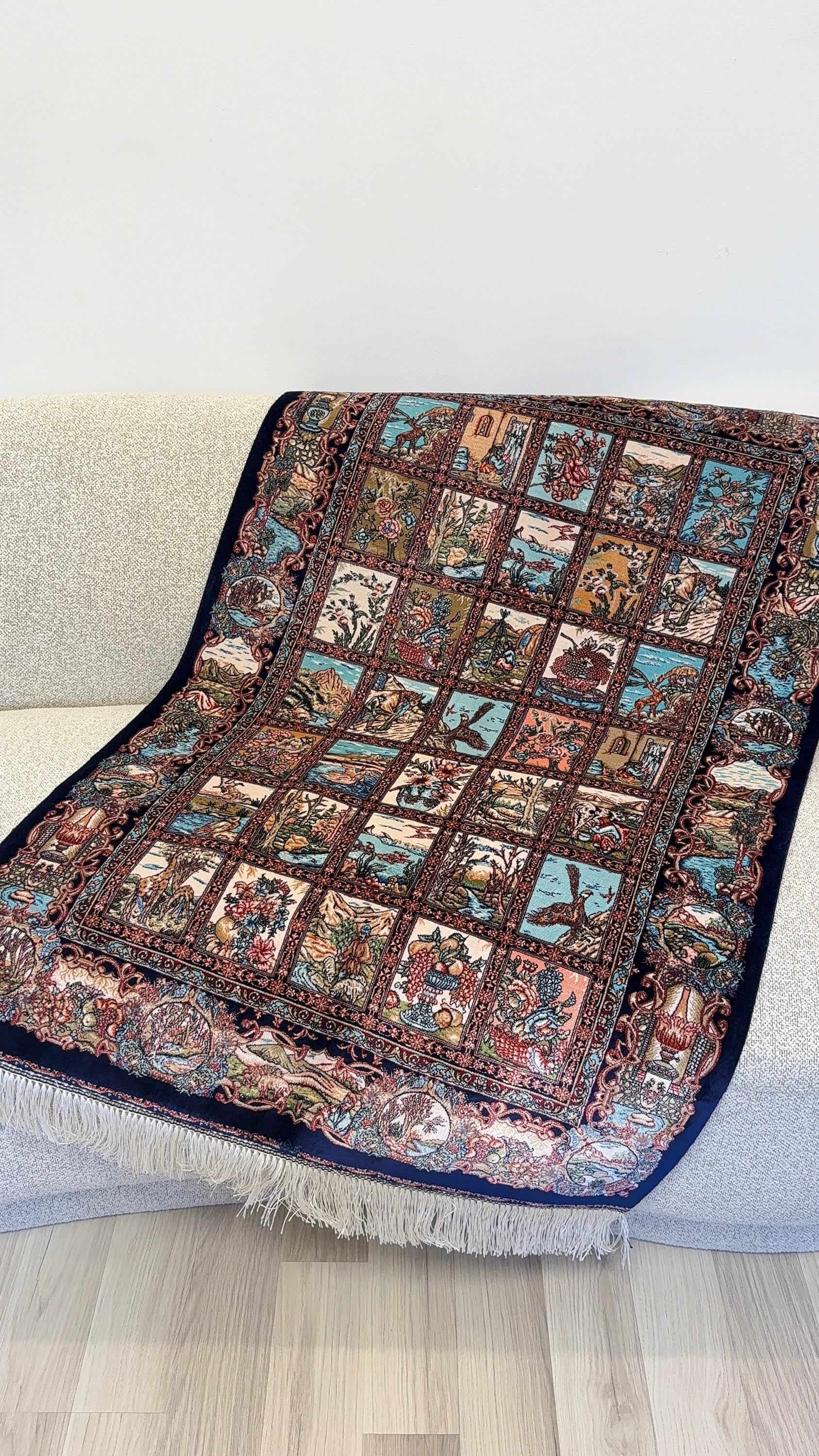 Luxury Persian Bamboo Silk Rug 80x120 cm – Robot-Woven & Hand-Knotted Edges