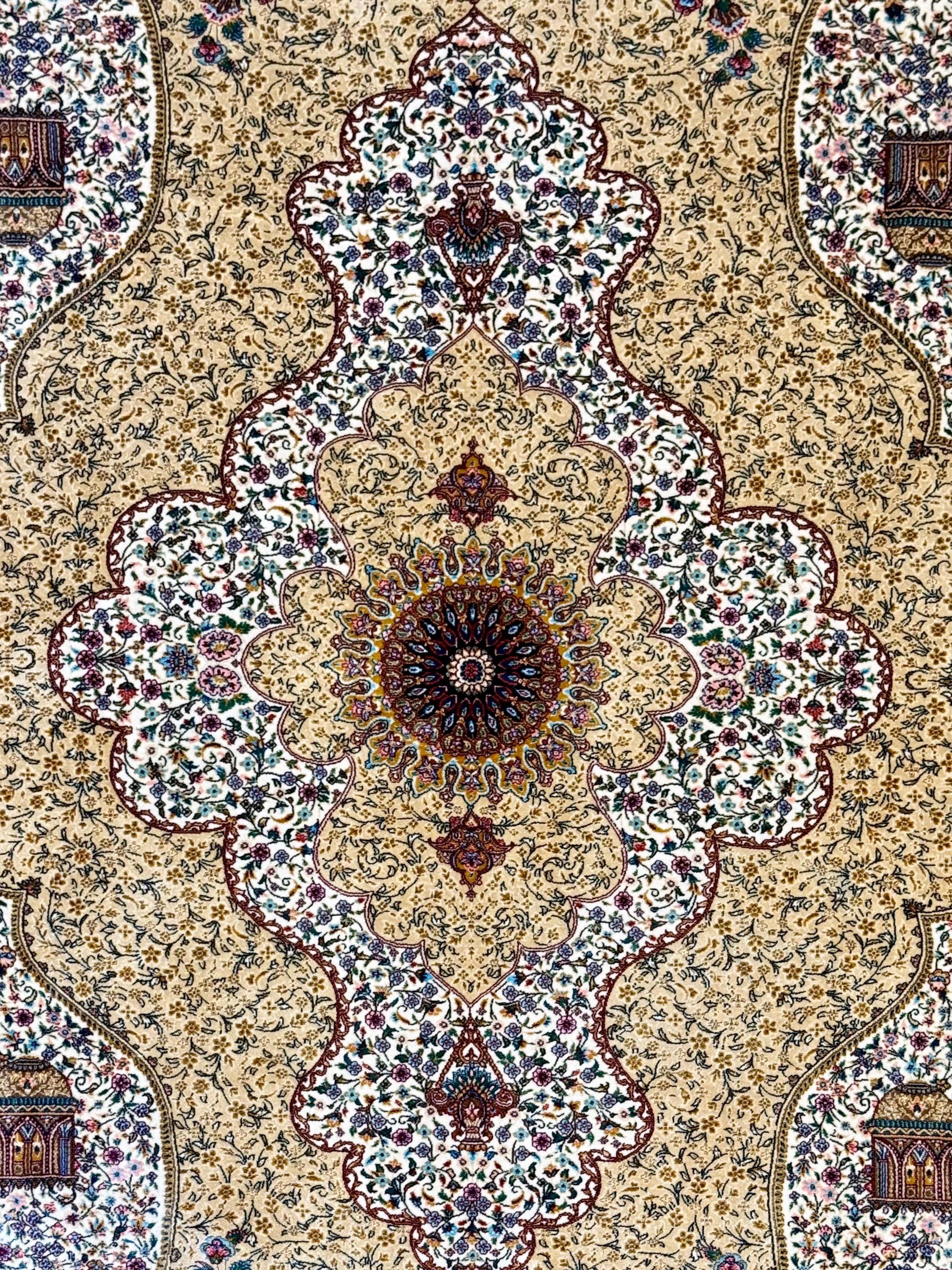 Luxury Persian Bamboo Silk Rug 150x225 cm – Robot-Woven & Hand-Knotted Edges