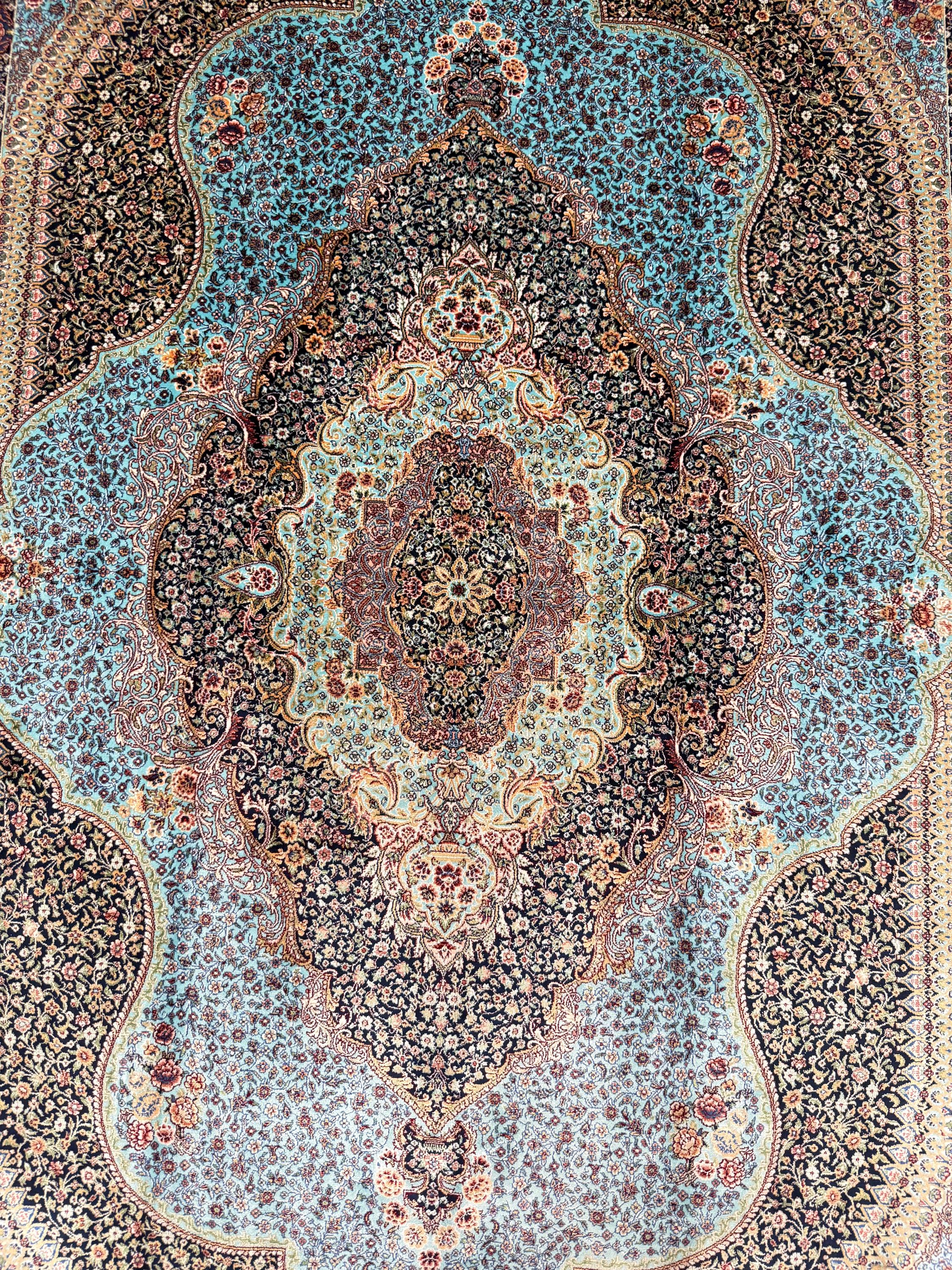 Luxury Persian Bamboo Silk Rug 120x180 cm – Robot-Woven & Hand-Knotted Edges