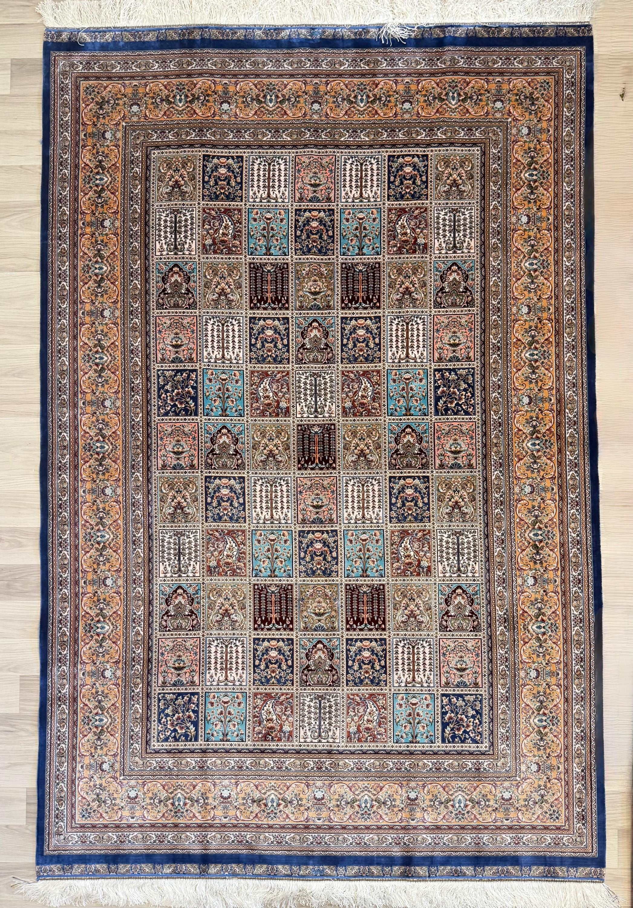 Luxury Persian Bamboo Silk Rug 150x230 cm – Robot-Woven & Hand-Knotted Edges