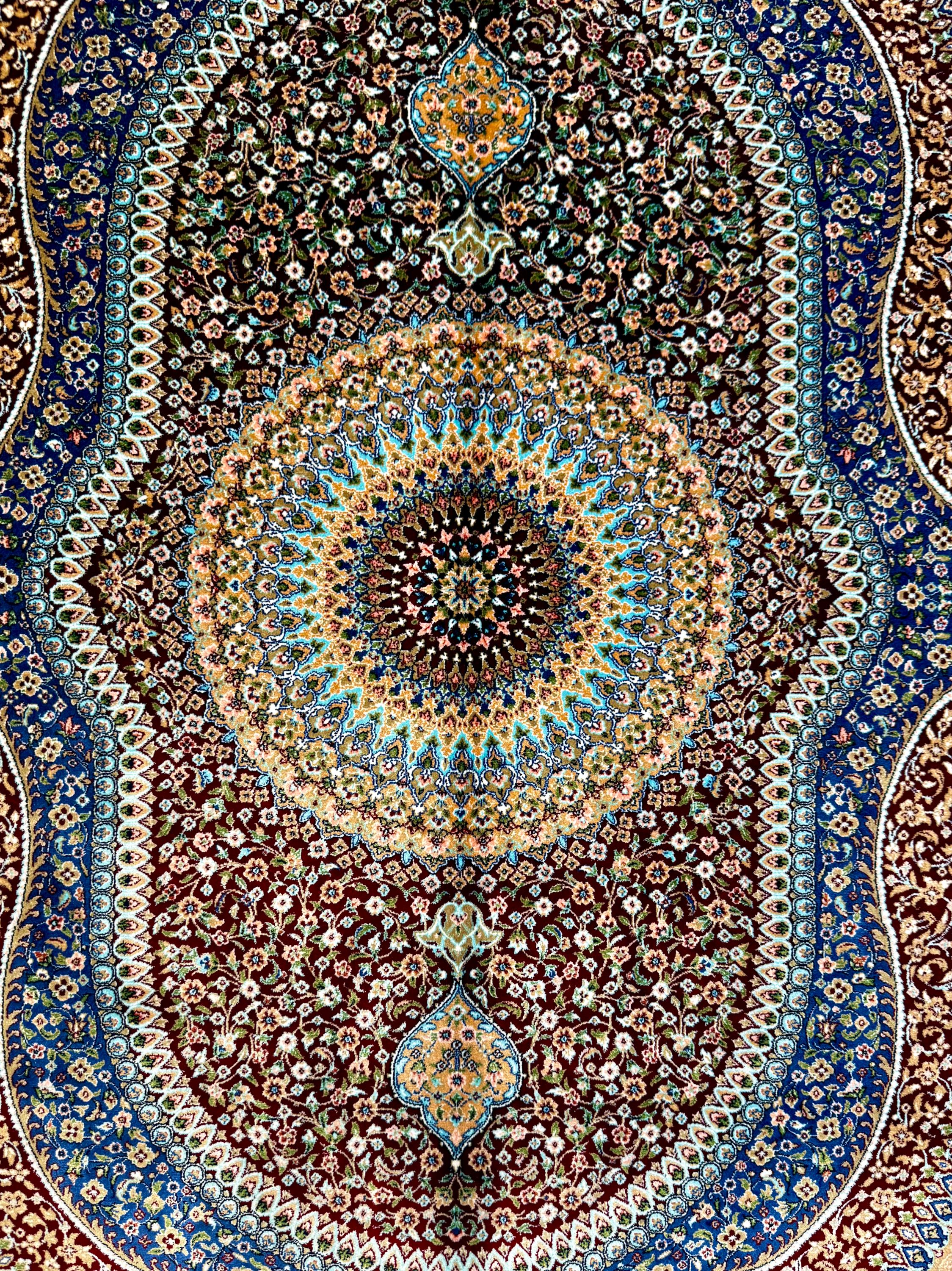 Luxury Persian Bamboo Silk Rug 100x150 cm – Robot-Woven & Hand-Knotted Edges