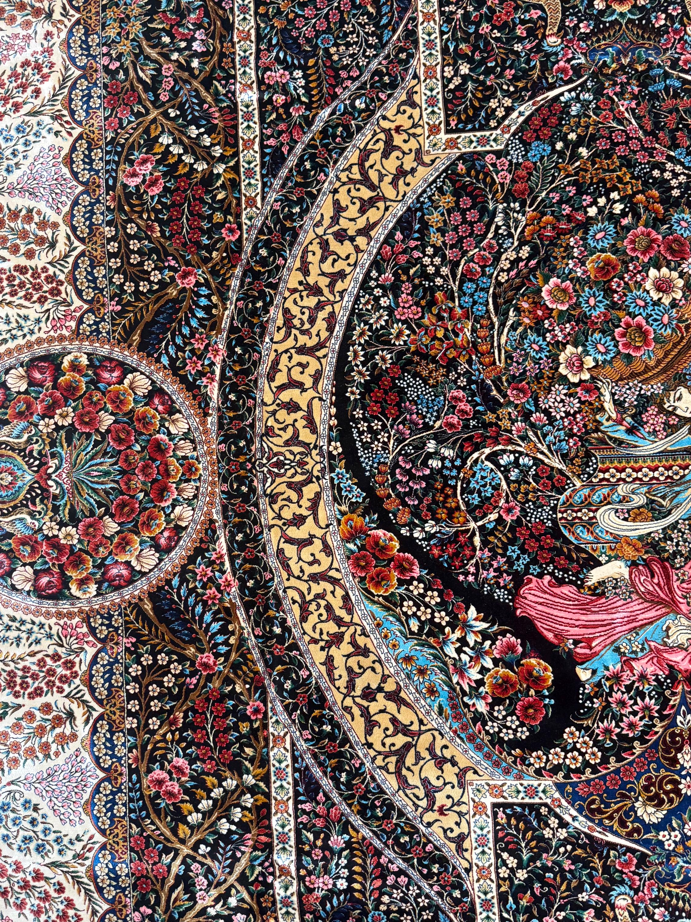 Luxury Persian Bamboo Silk Rug 150x225 cm – Robot-Woven & Hand-Knotted Edges