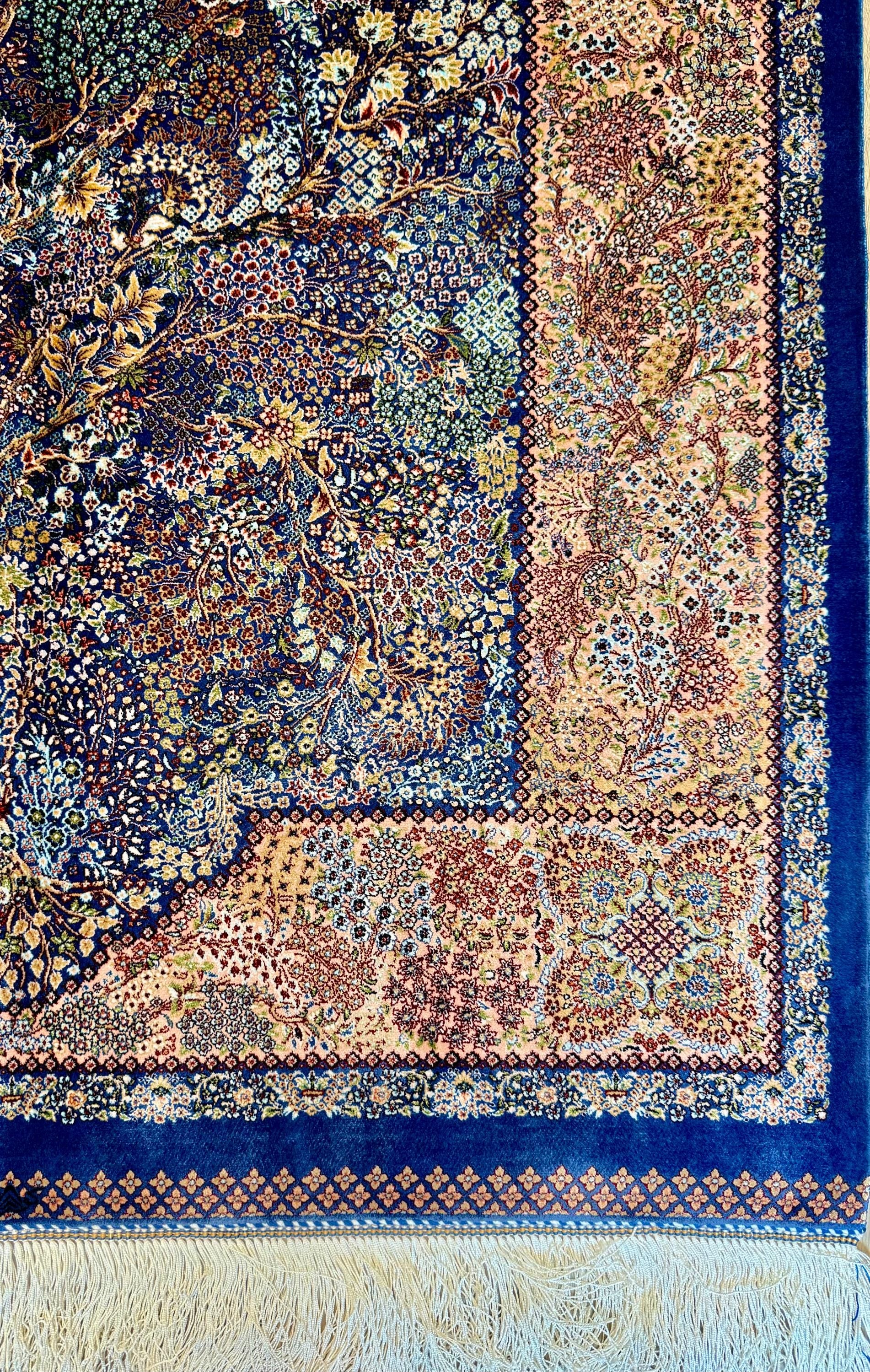 Luxury Persian Bamboo Silk Rug 100x150 cm – Robot-Woven & Hand-Knotted Edges