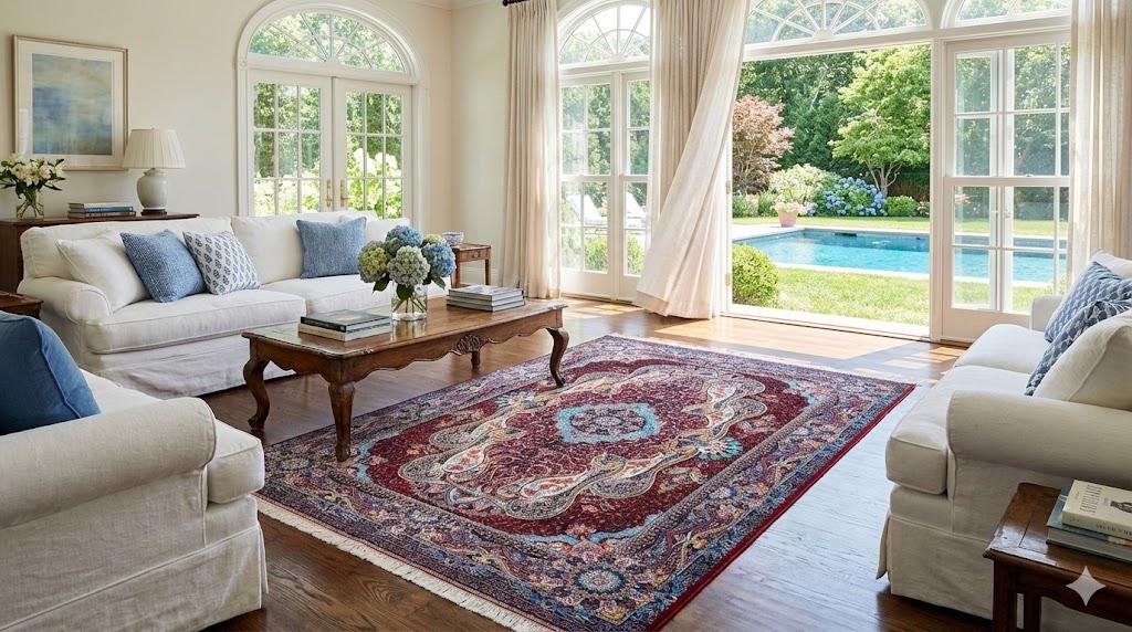 Luxury Persian Bamboo Silk Rug 100x150 cm – Robot-Woven & Hand-Knotted Edges