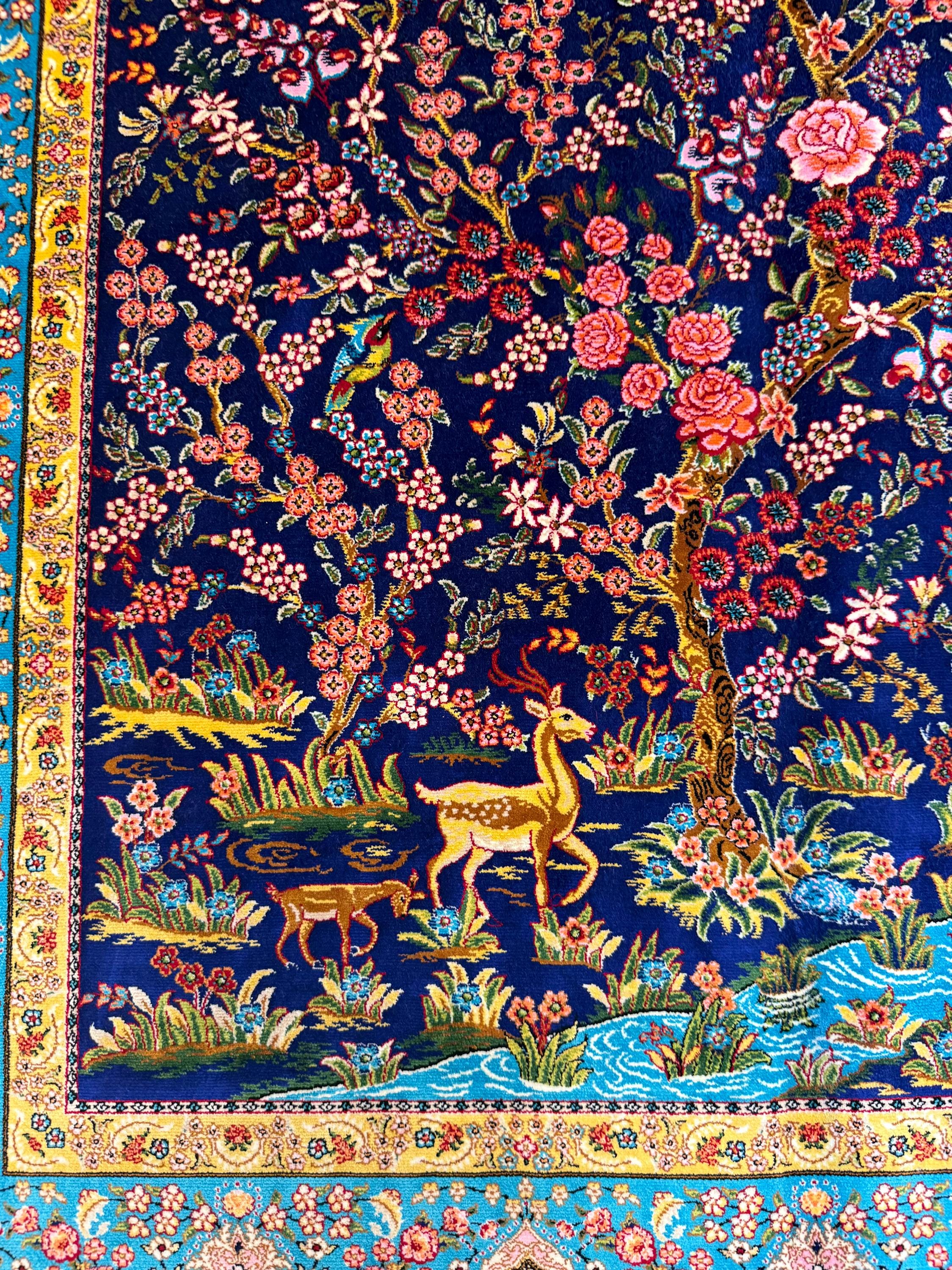 Luxury Persian Bamboo Silk Rug 100x150 cm – Robot-Woven & Hand-Knotted Edges