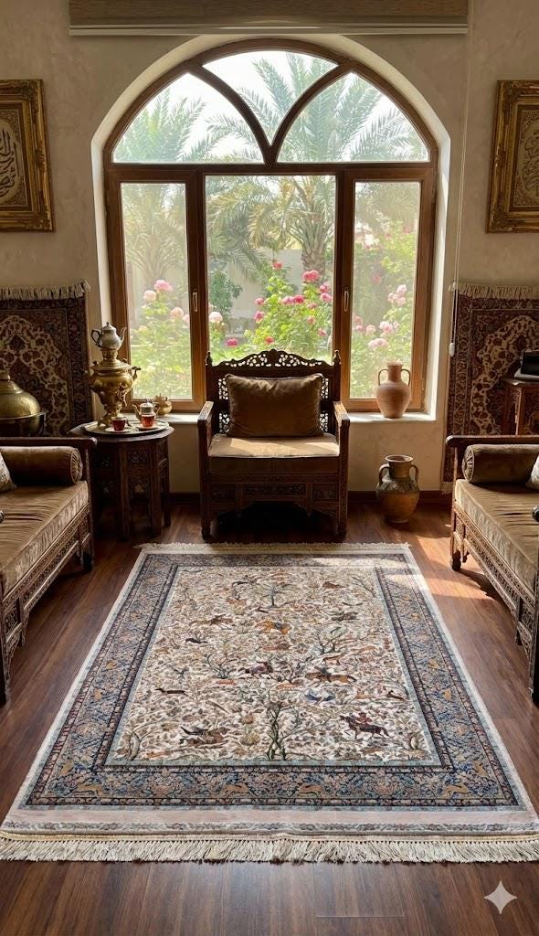 Luxury Persian Bamboo Silk Rug 100x150 cm – Robot-Woven & Hand-Knotted Edges