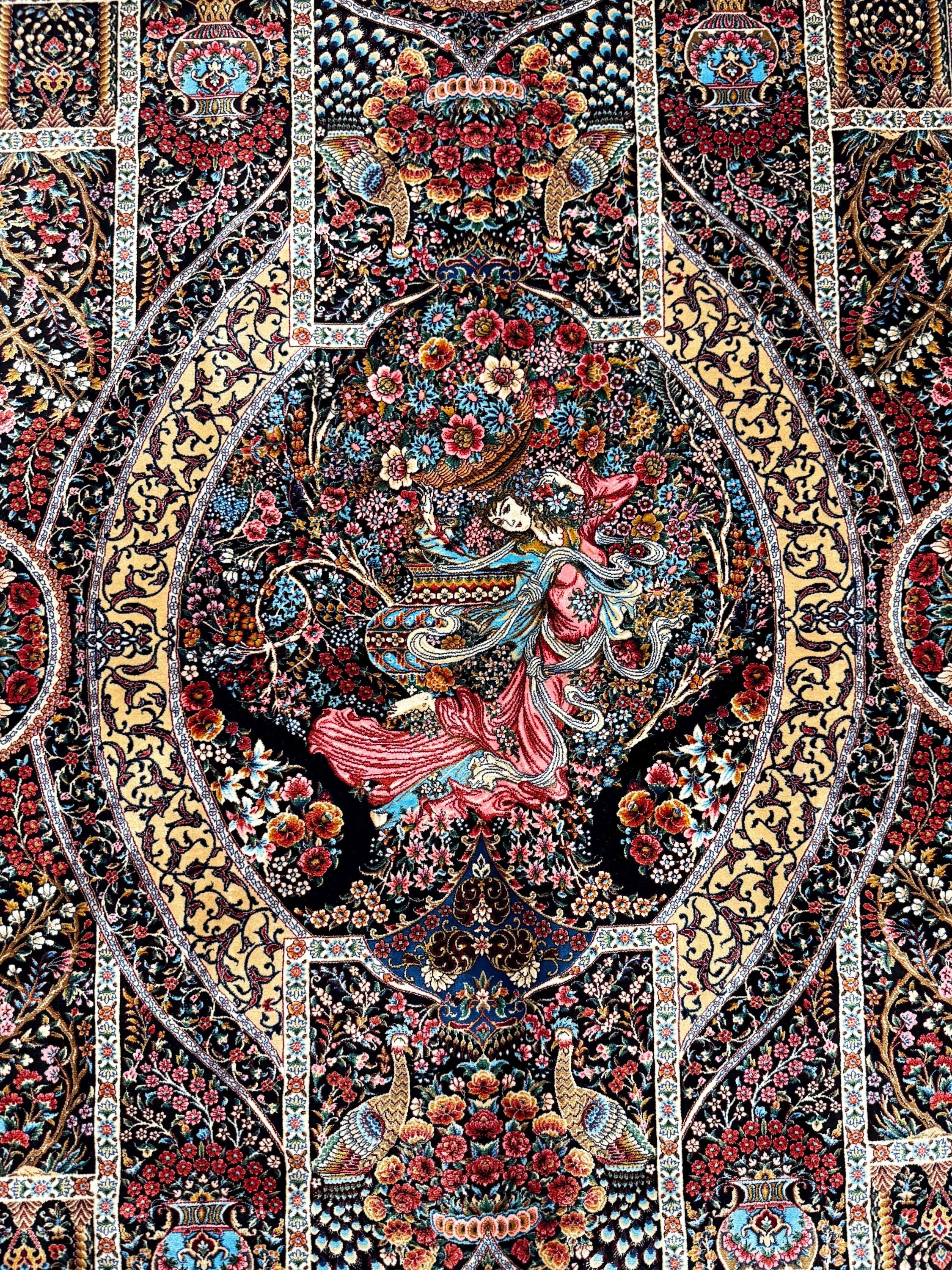 Luxury Persian Bamboo Silk Rug 120x180 cm – Robot-Woven & Hand-Knotted Edges