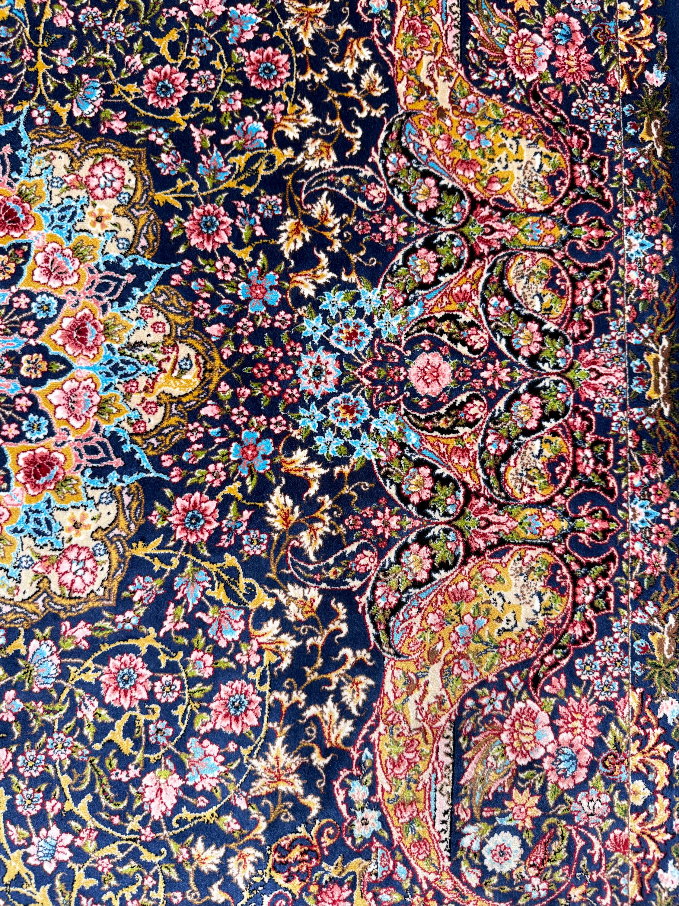 Luxury Persian Bamboo Silk Rug 100x150 cm – Robot-Woven & Hand-Knotted Edges