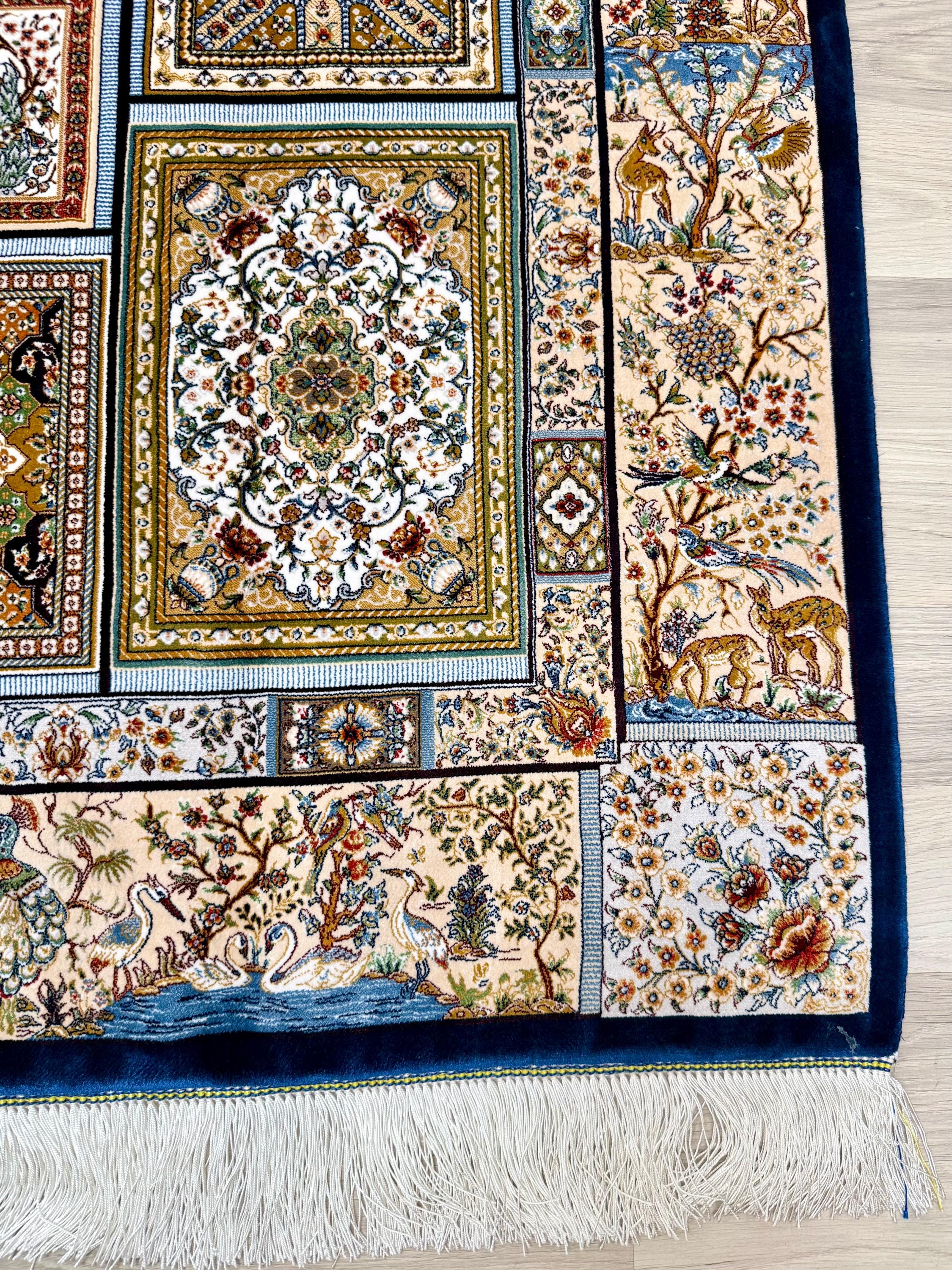 Luxury Persian Bamboo Silk Rug 120x180 cm – Robot-Woven & Hand-Knotted Edges