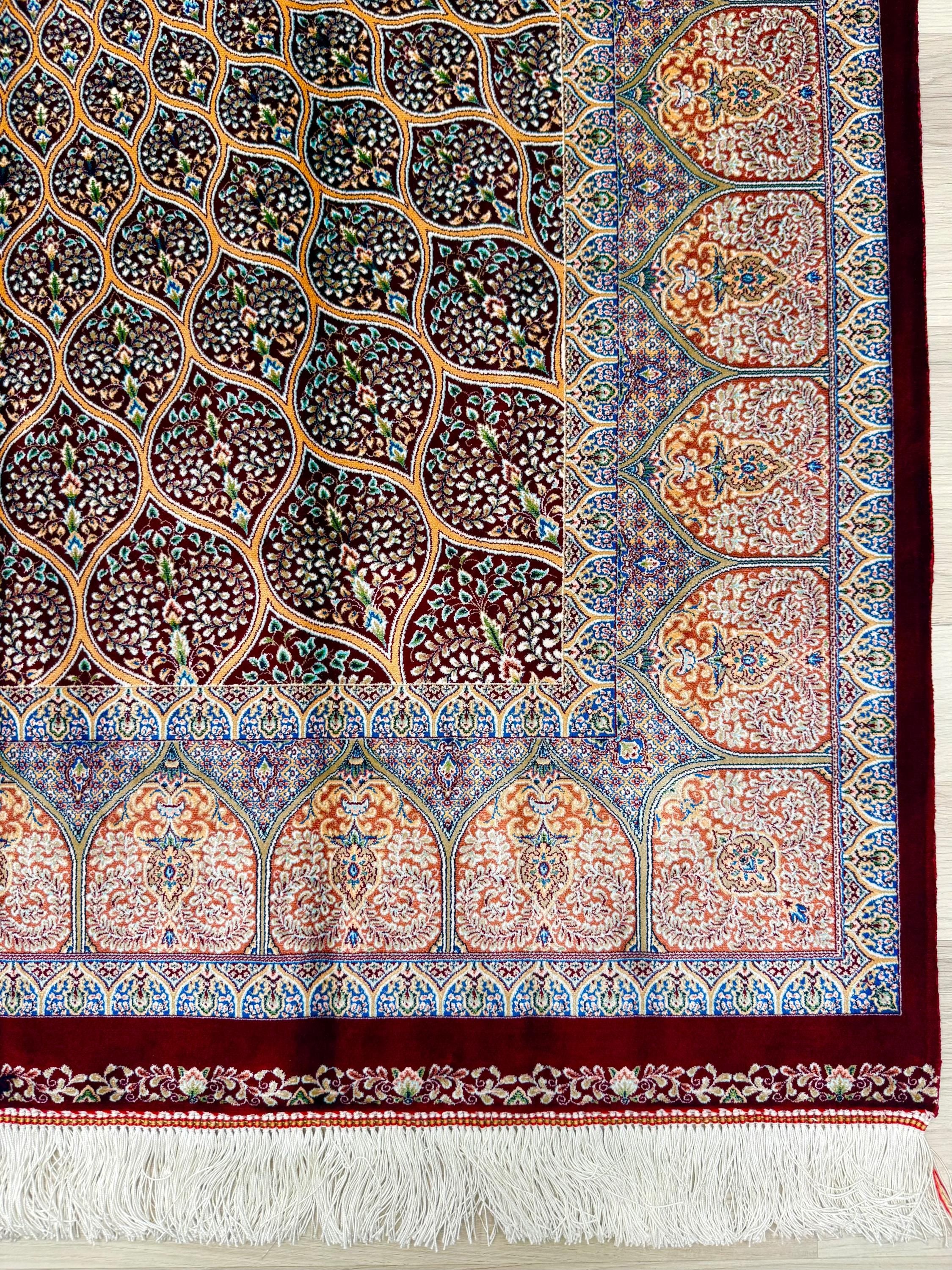 Luxury Persian Bamboo Silk Rug 120x180 cm – Robot-Woven & Hand-Knotted Edges