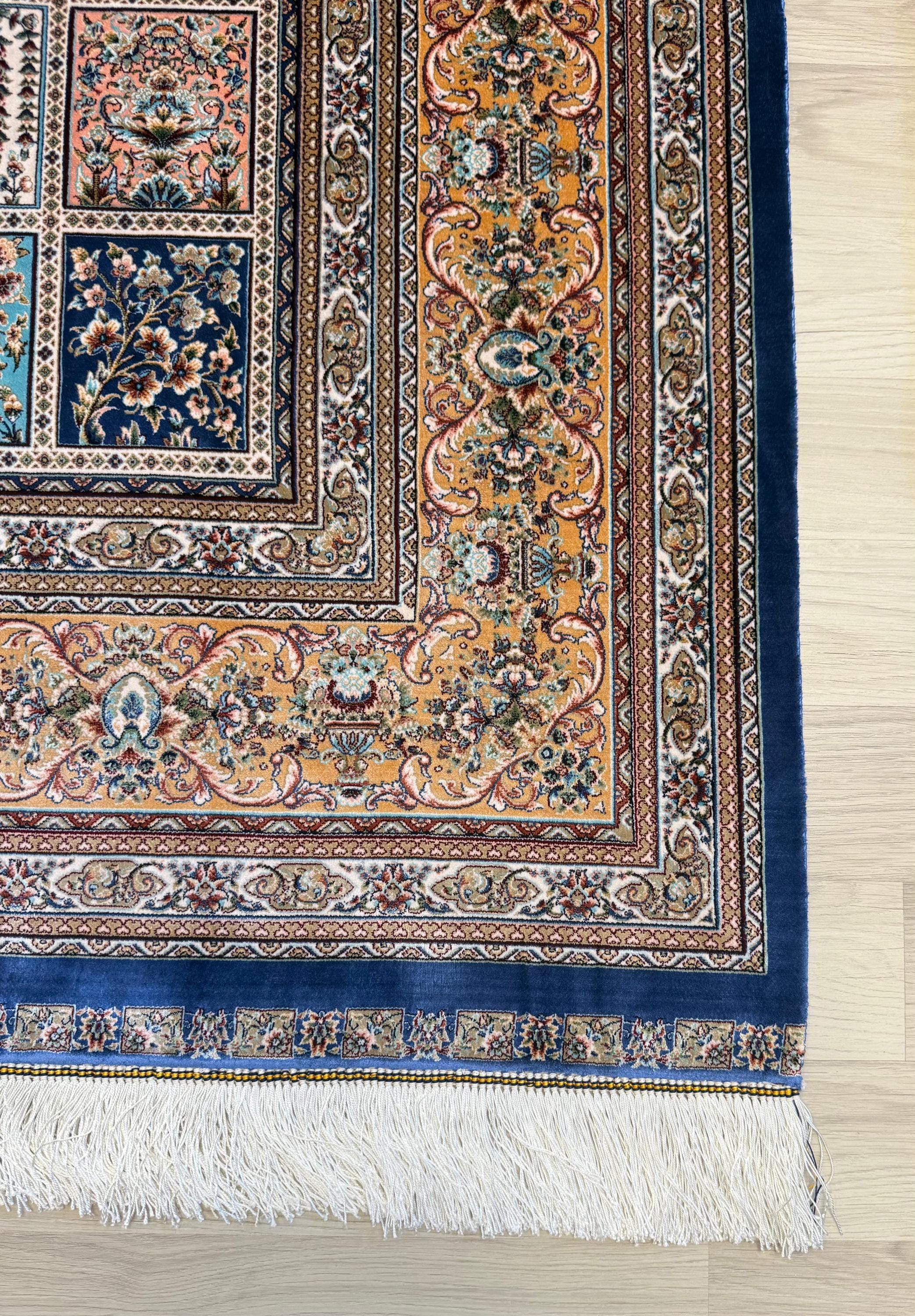 Luxury Persian Bamboo Silk Rug 150x230 cm – Robot-Woven & Hand-Knotted Edges