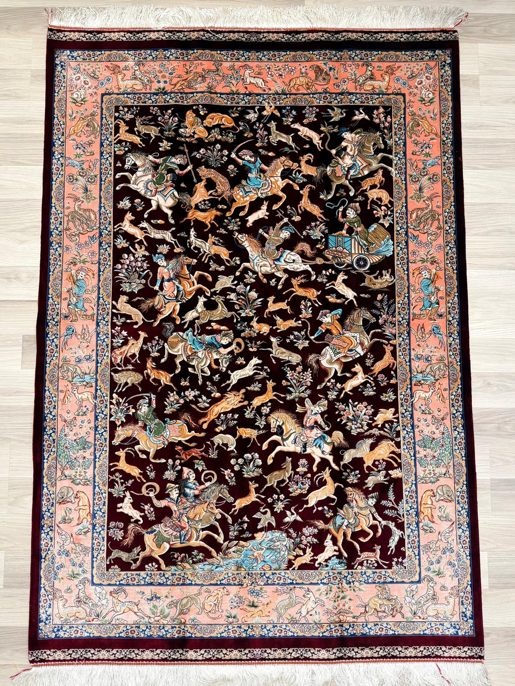 Luxury Persian Bamboo Silk Rug 120x180 cm – Robot-Woven & Hand-Knotted Edges