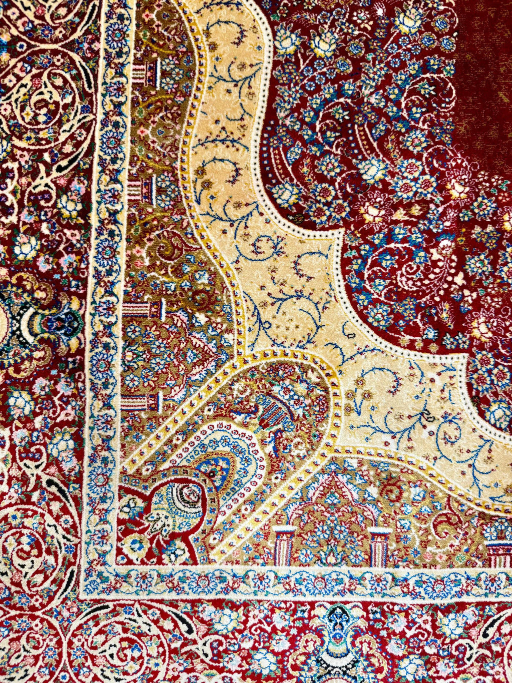 Luxury Persian Bamboo Silk Rug 120x180 cm – Robot-Woven & Hand-Knotted Edges