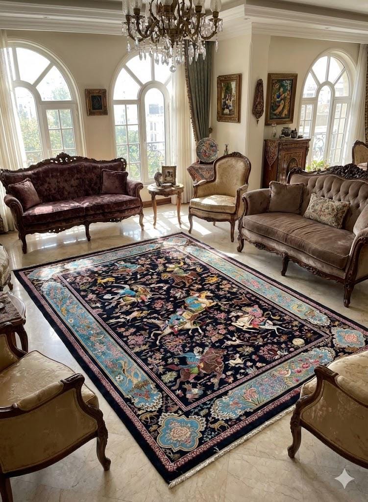 Luxury Persian Bamboo Silk Rug 150x225 cm – Robot-Woven & Hand-Knotted Edges