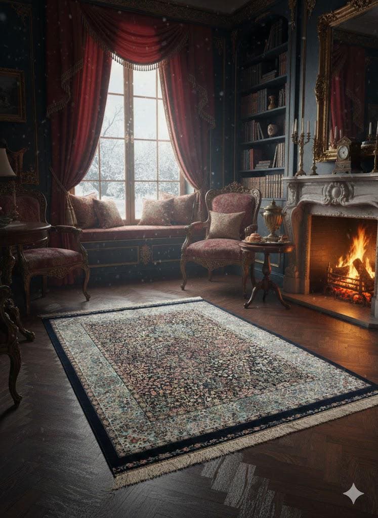 Luxury Persian Bamboo Silk Rug 100x150 cm – Robot-Woven & Hand-Knotted Edges