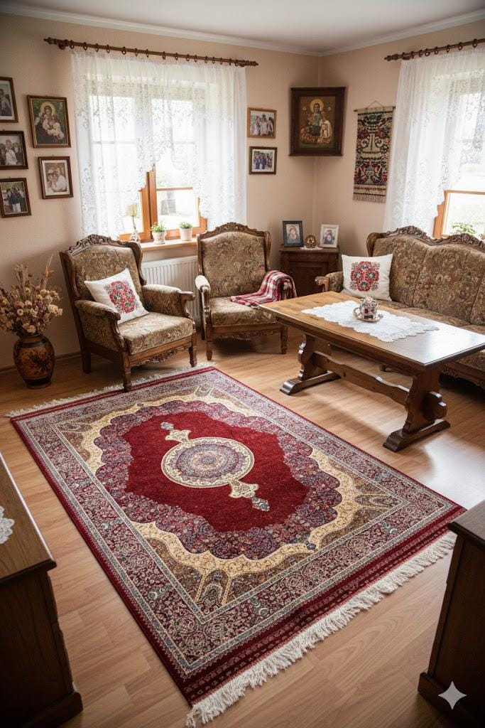 Luxury Persian Bamboo Silk Rug 120x180 cm – Robot-Woven & Hand-Knotted Edges