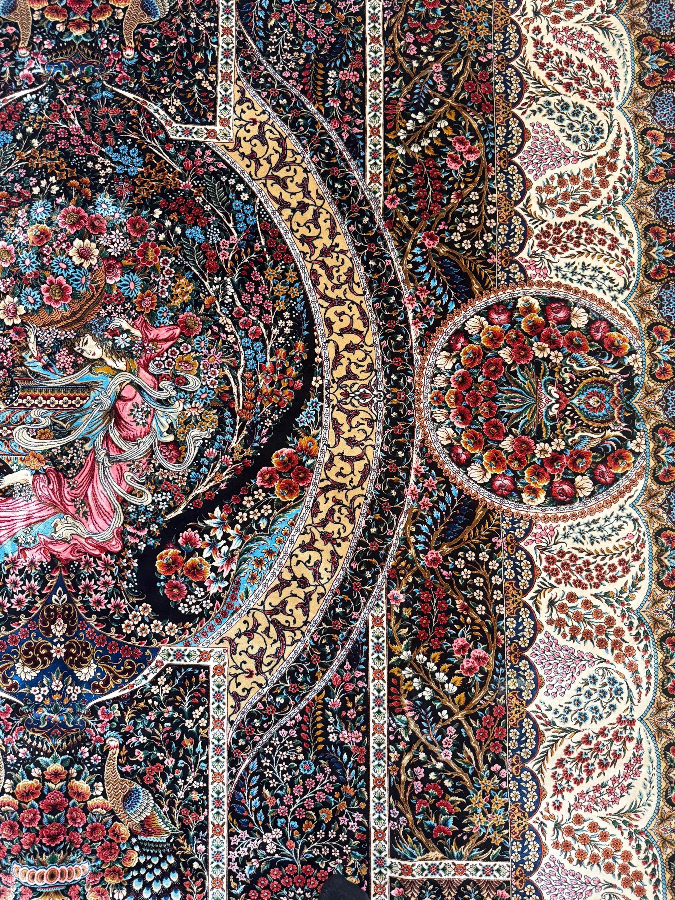 Luxury Persian Bamboo Silk Rug 150x225 cm – Robot-Woven & Hand-Knotted Edges