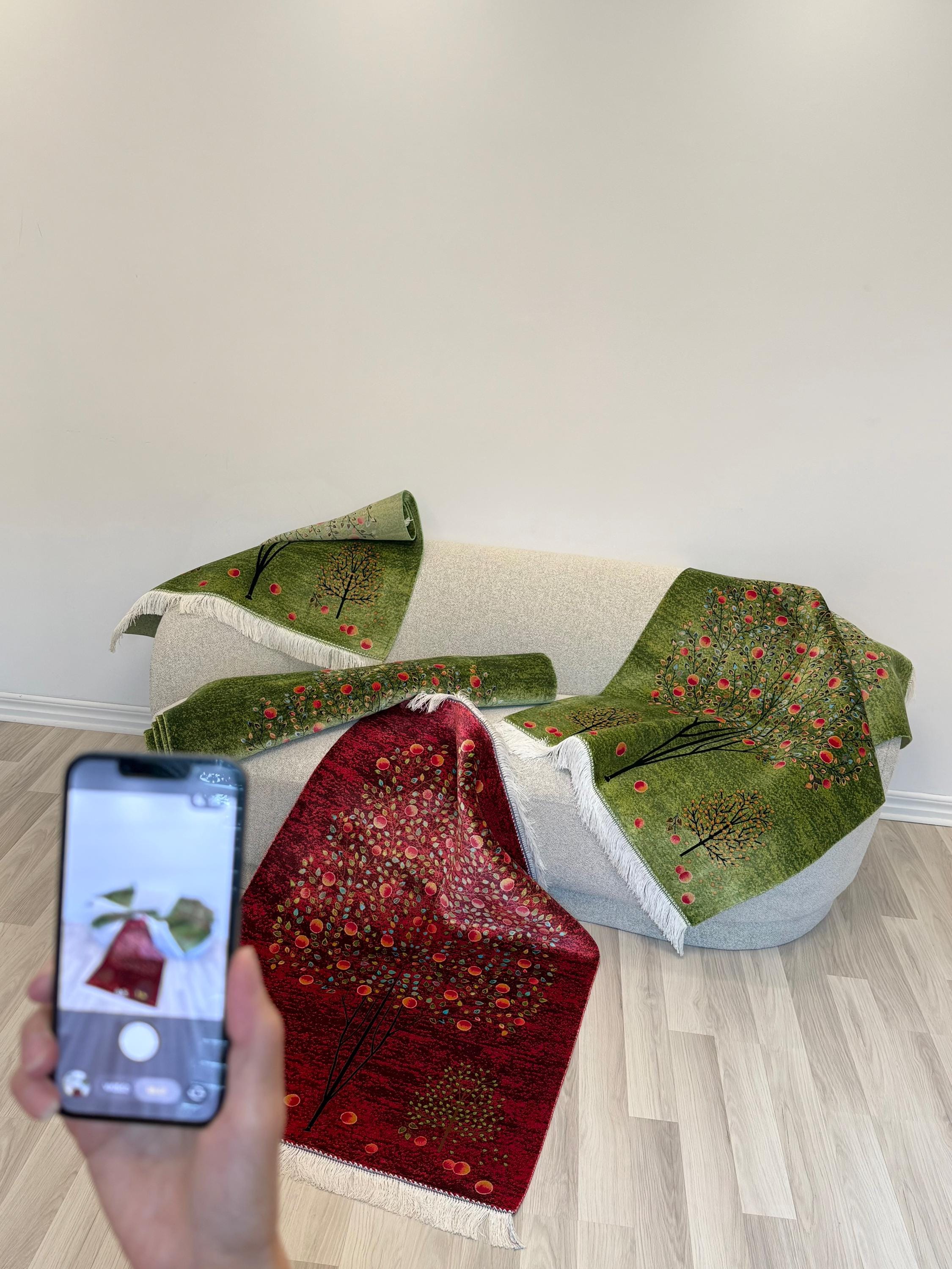 Luxury Persian Bamboo Silk Gabbeh Rug 85x125 cm – Robot-Woven & Hand-Knotted Edges