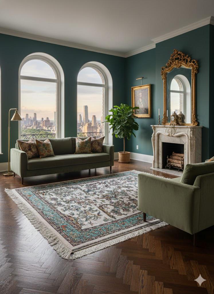 Luxury Persian Bamboo Silk Rug 100x150 cm – Robot-Woven & Hand-Knotted Edges