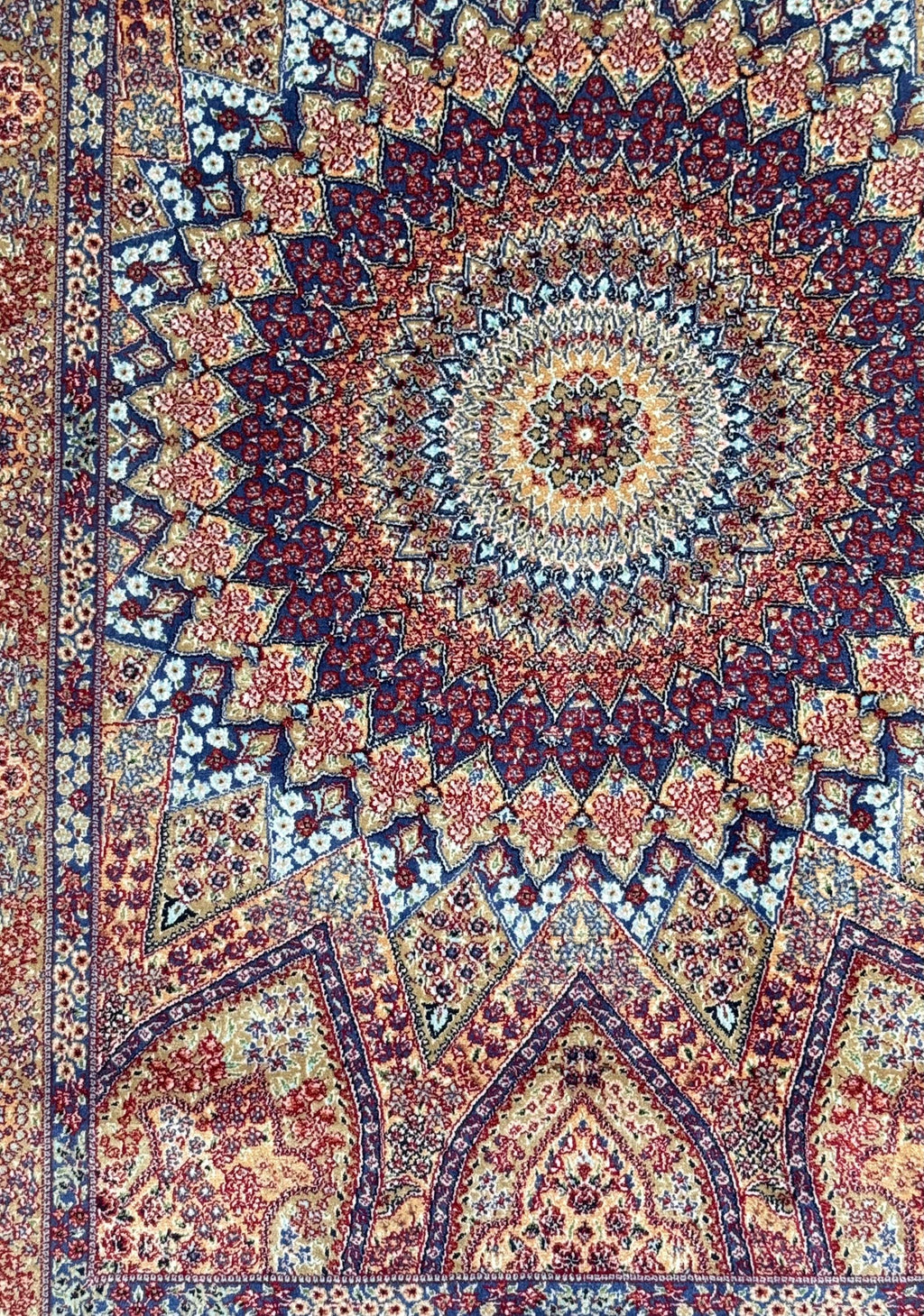 Elegant Persian Bamboo Silk Rug 60x90 cm – Robot-Woven & Hand-Knotted Edges