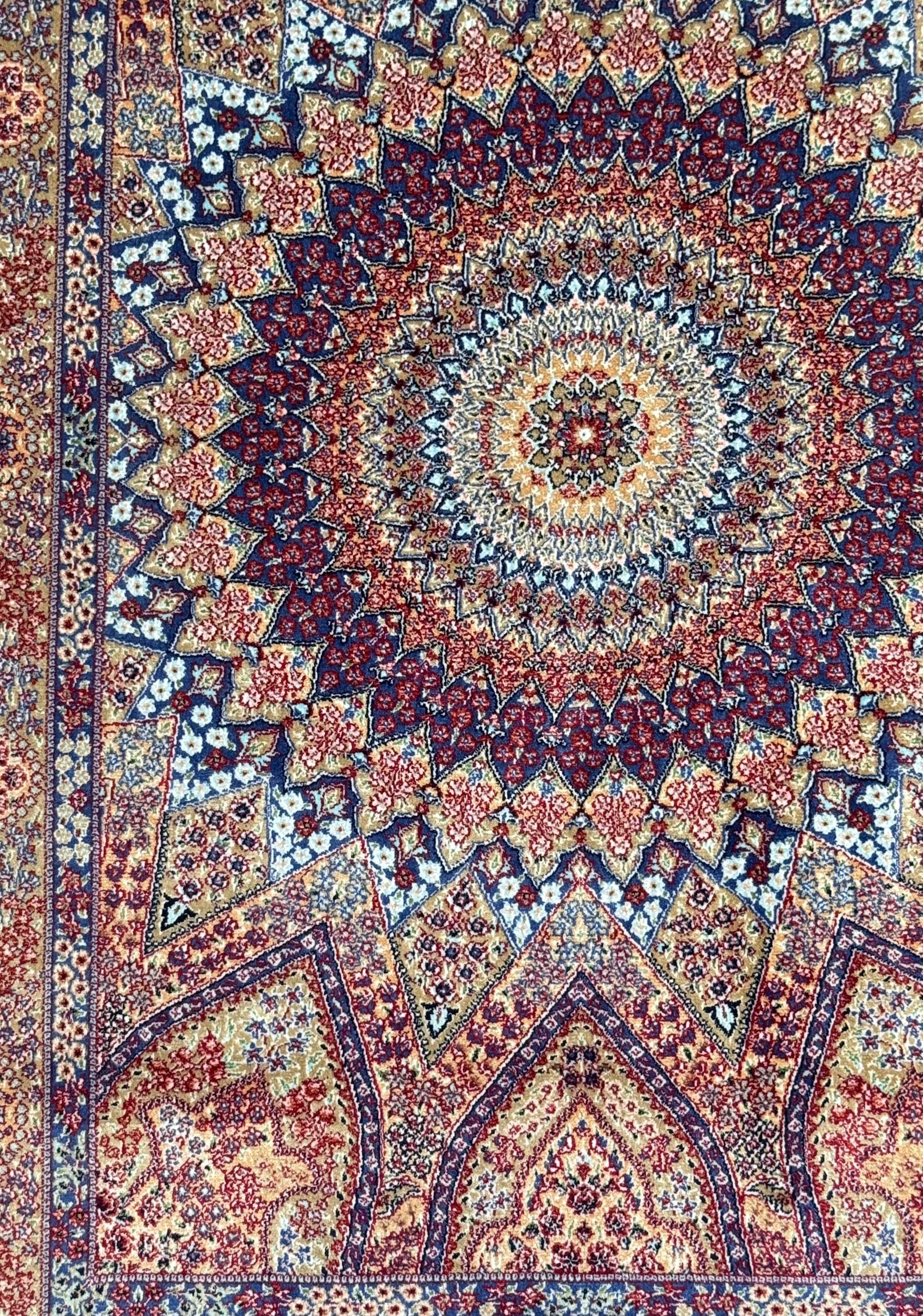 Elegant Persian Bamboo Silk Rug 60x90 cm – Robot-Woven & Hand-Knotted Edges