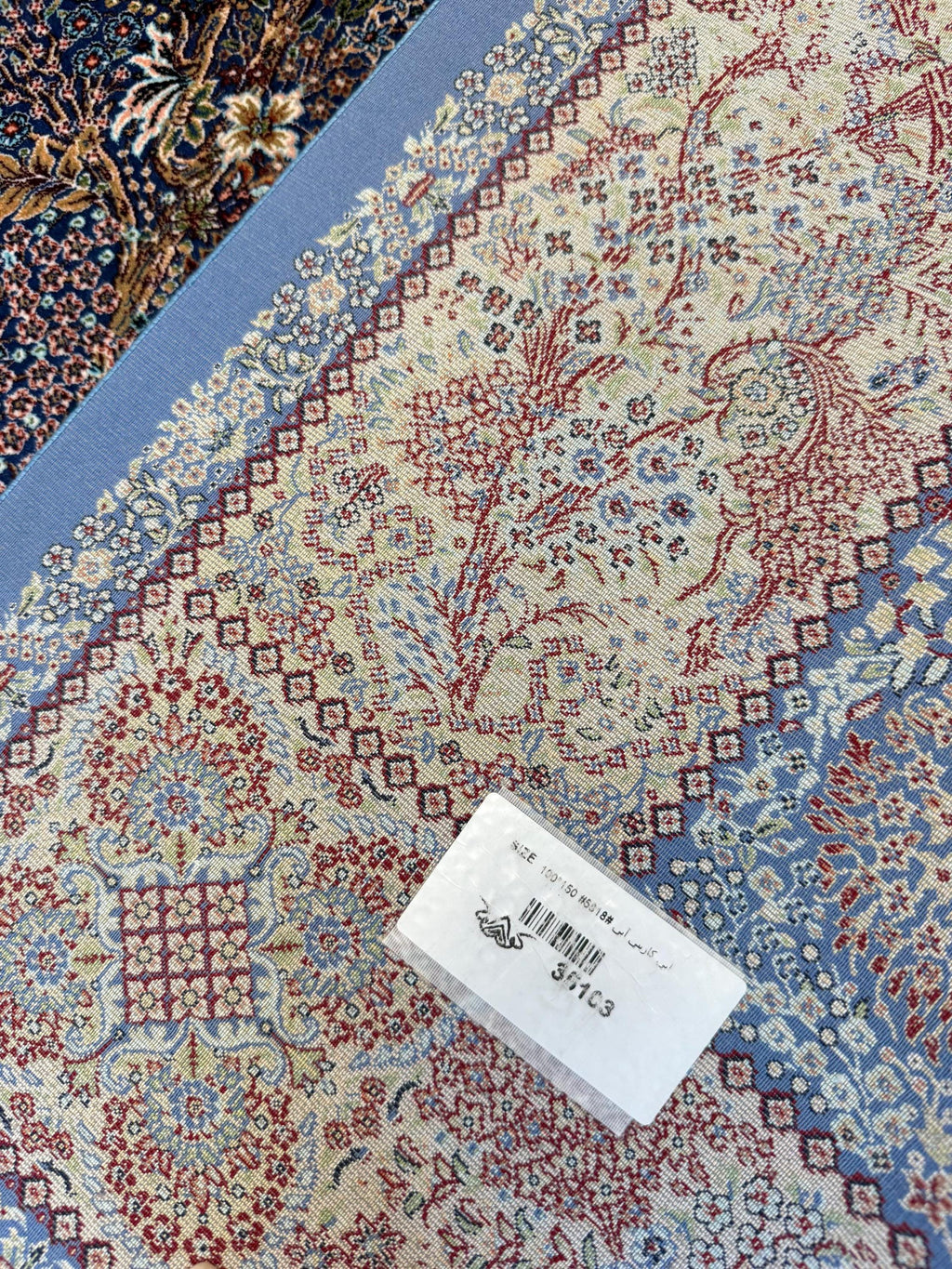 Luxury Persian Bamboo Silk Rug 100x150 cm – Robot-Woven & Hand-Knotted Edges