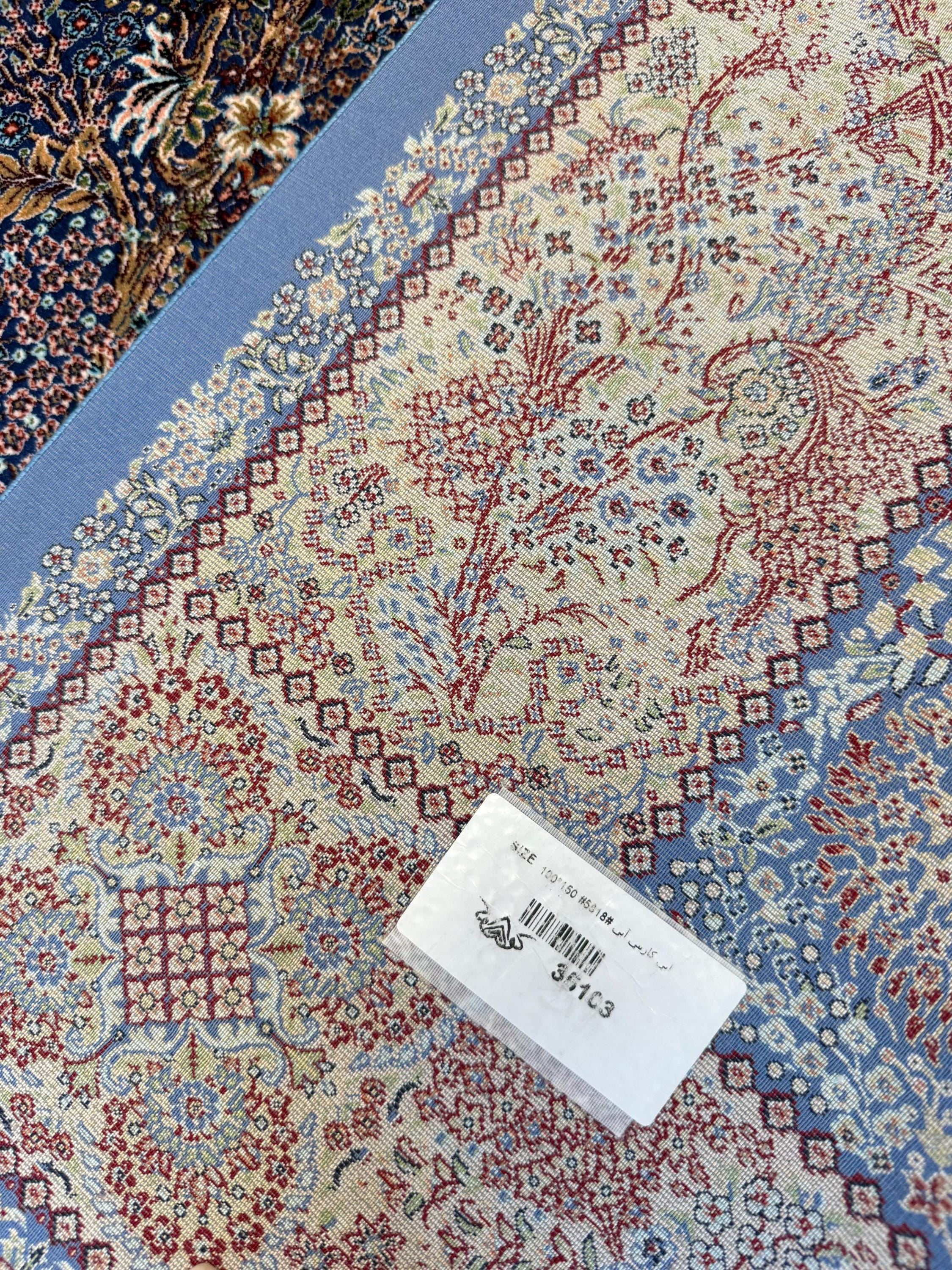 Luxury Persian Bamboo Silk Rug 100x150 cm – Robot-Woven & Hand-Knotted Edges