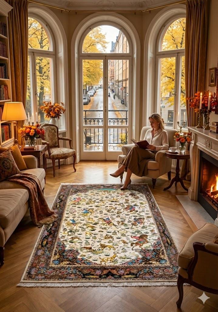 Luxury Persian Bamboo Silk Rug 100x150 cm – Robot-Woven & Hand-Knotted Edges