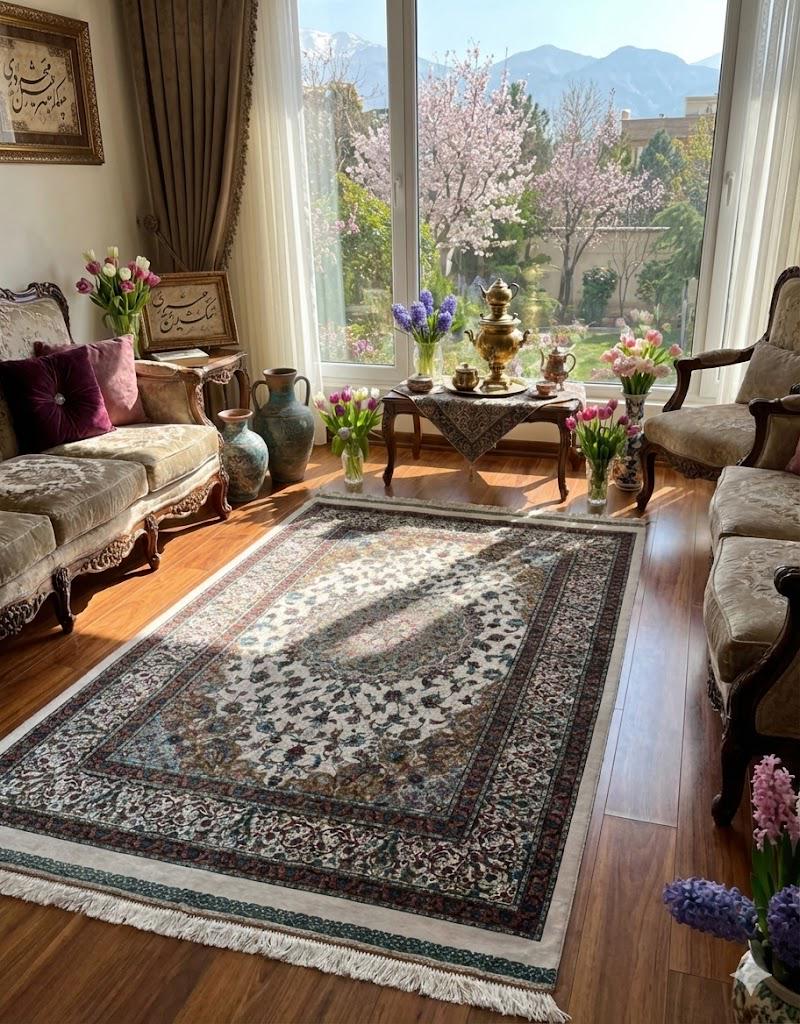 Luxury Persian Bamboo Silk Rug 100x150 cm – Robot-Woven & Hand-Knotted Edges