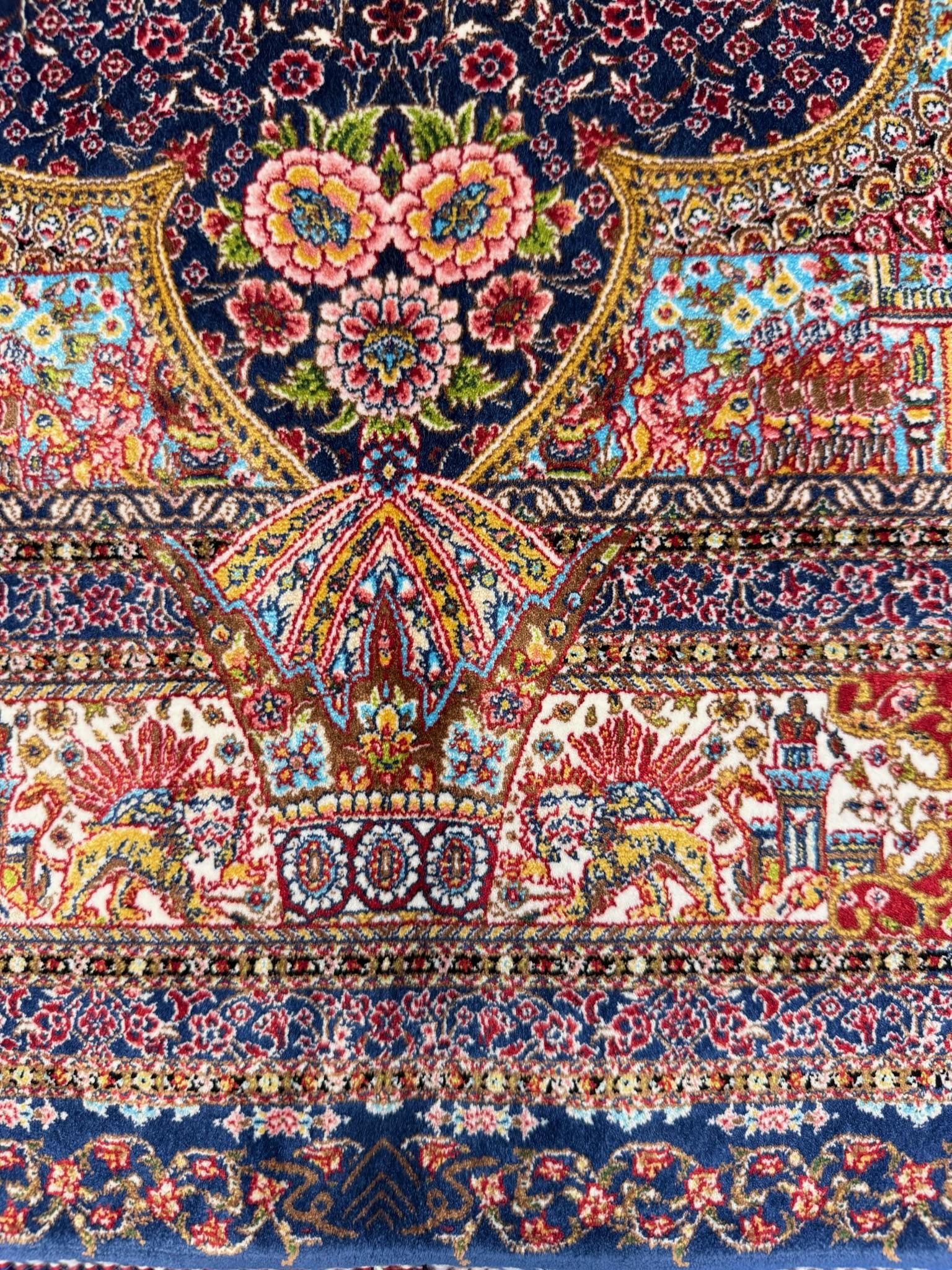 Luxury Persian Bamboo Silk Rug 100x150 cm – Robot-Woven & Hand-Knotted Edges