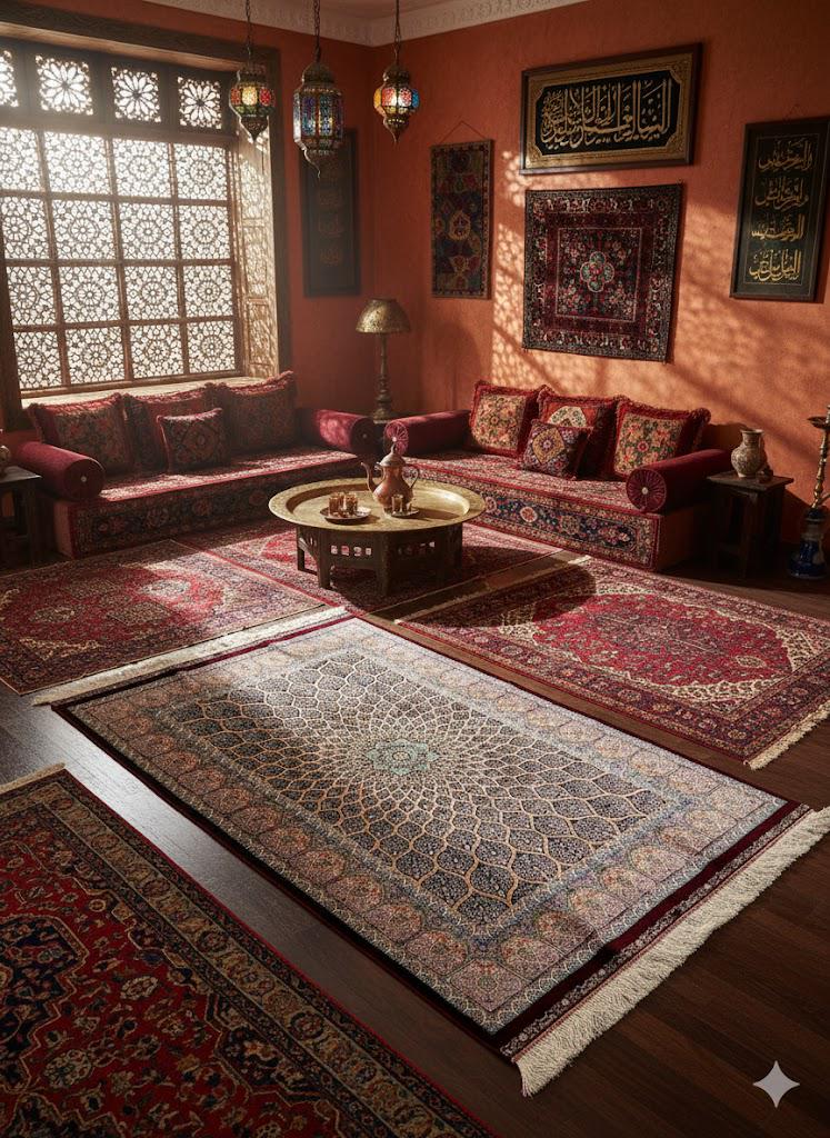 Luxury Persian Bamboo Silk Rug 120x180 cm – Robot-Woven & Hand-Knotted Edges