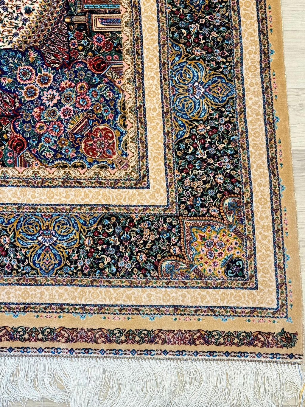 Luxury Persian Bamboo Silk Rug 150x225 cm – Robot-Woven & Hand-Knotted Edges