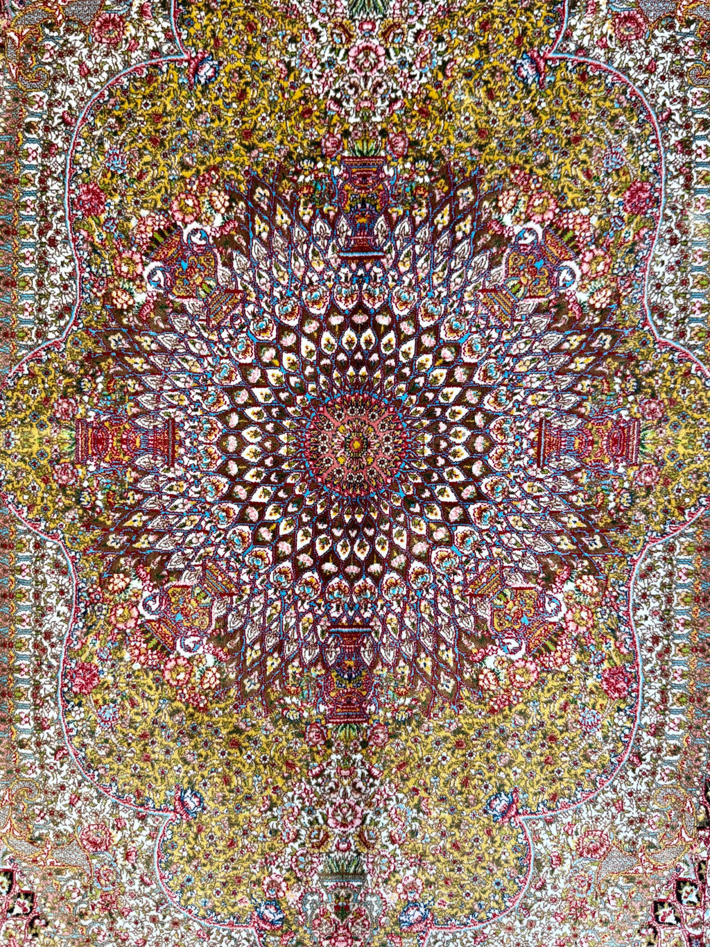 Luxury Persian Bamboo Silk Rug 80x120 cm – Robot-Woven & Hand-Knotted Edges