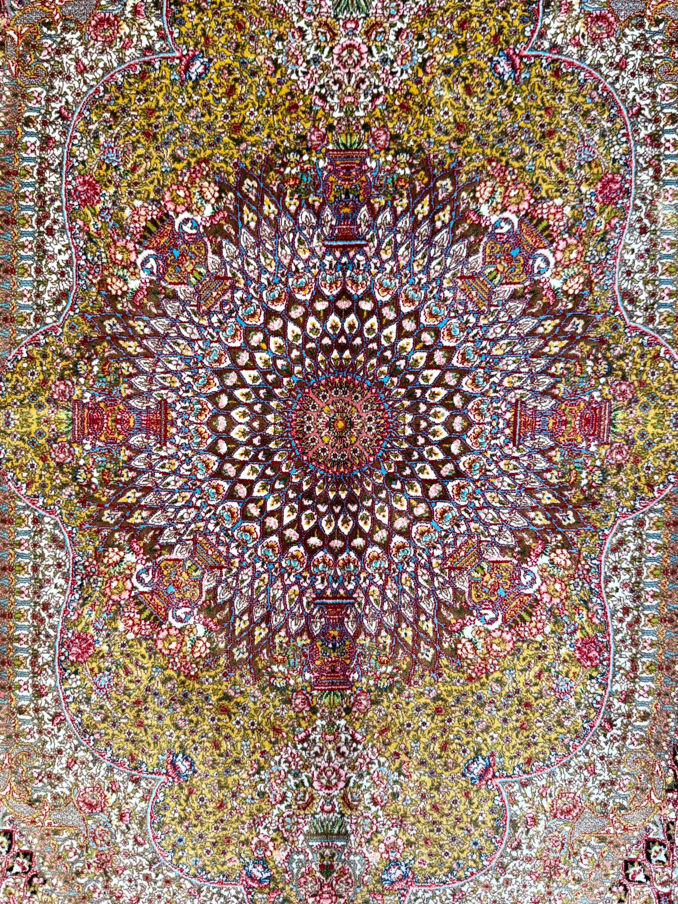 Luxury Persian Bamboo Silk Rug 80x120 cm – Robot-Woven & Hand-Knotted Edges