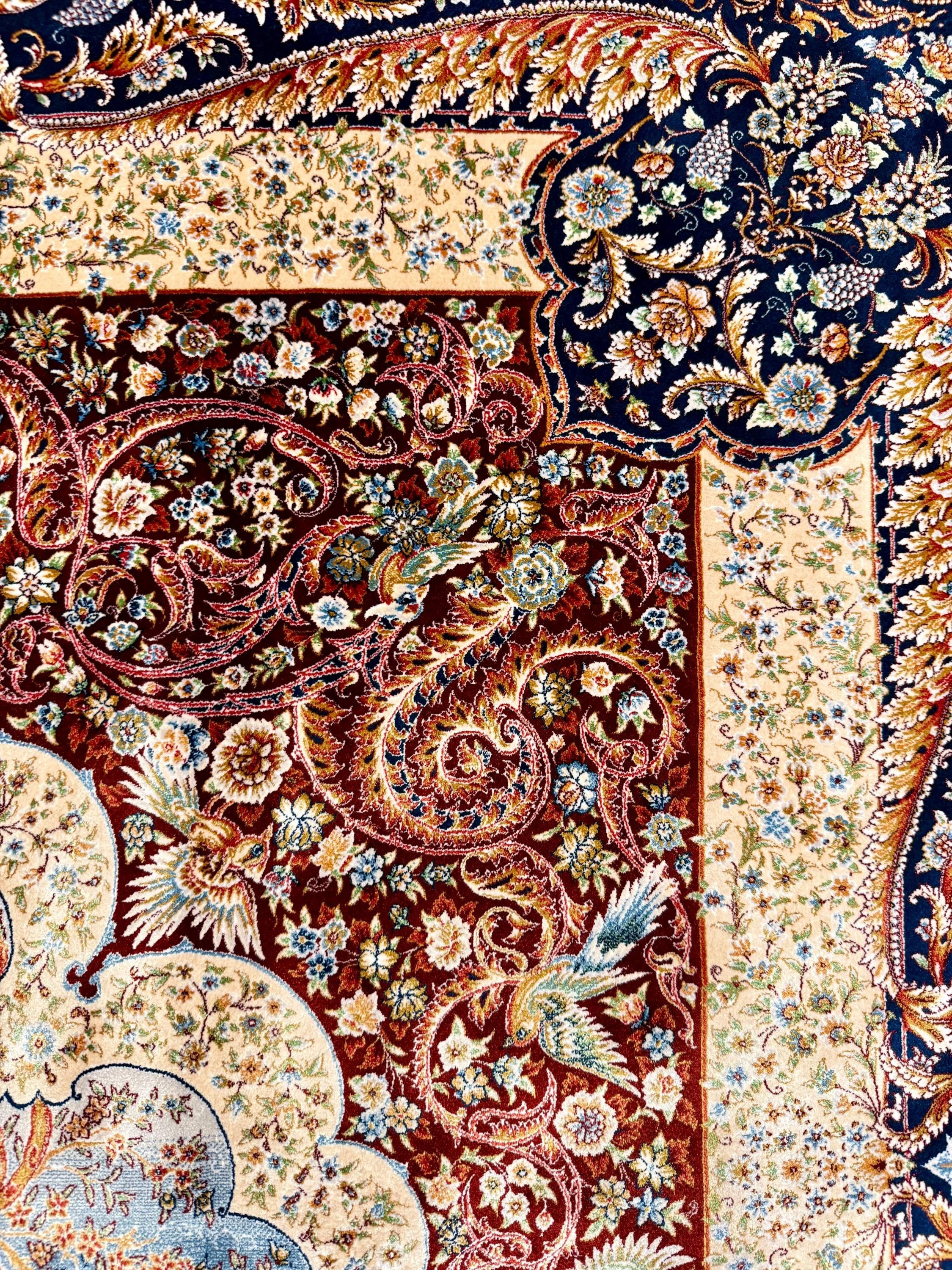 Luxury Persian Bamboo Silk Rug 120x180 cm – Robot-Woven & Hand-Knotted Edges