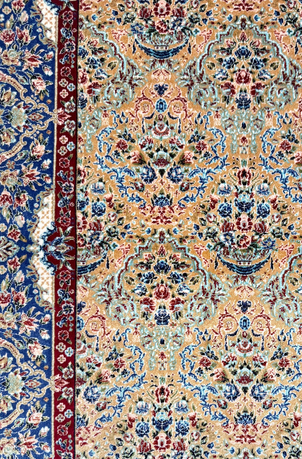 Elegant Persian Bamboo Silk Rug 60x90 cm – Robot-Woven & Hand-Knotted Edges