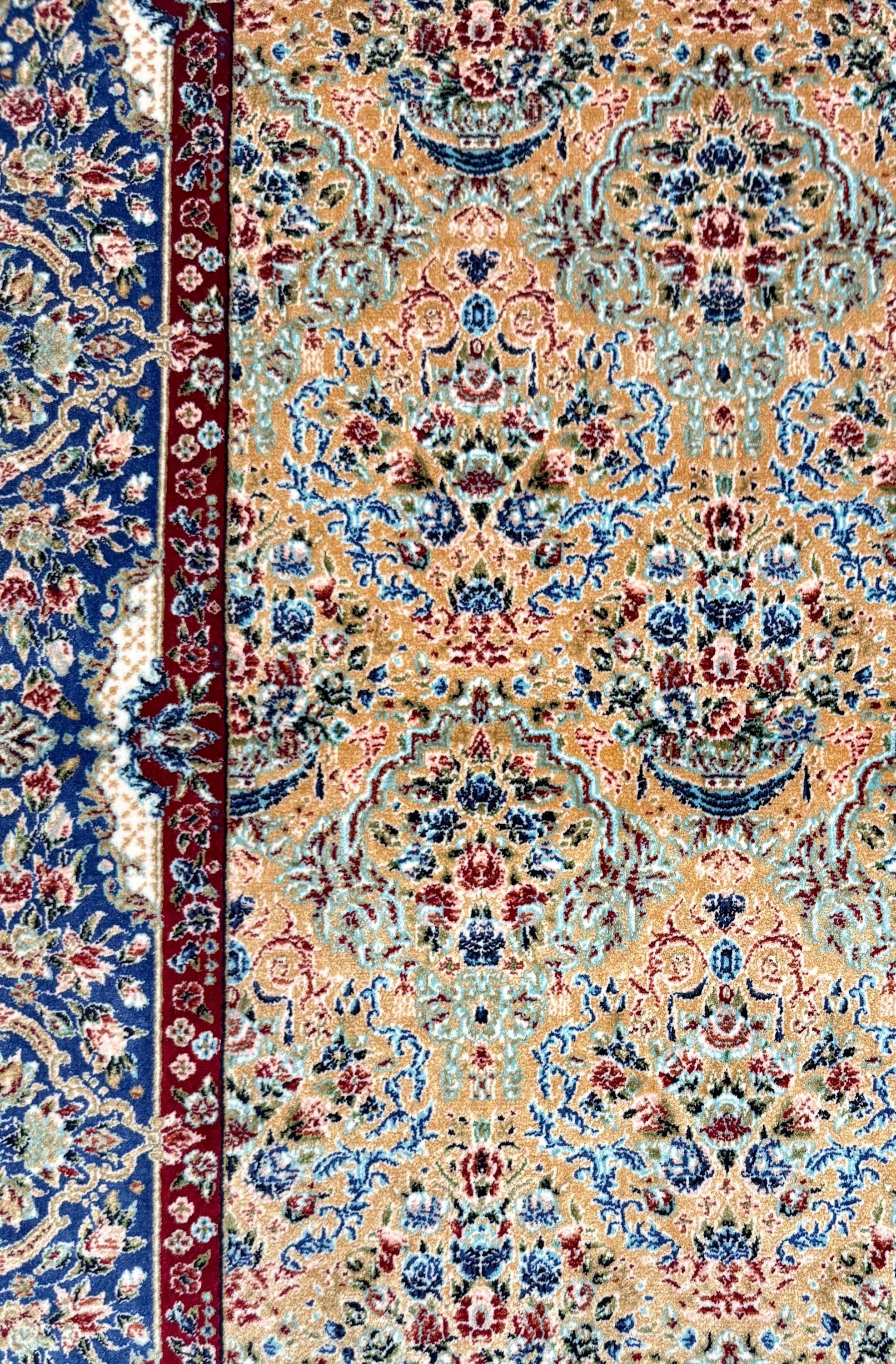 Elegant Persian Bamboo Silk Rug 60x90 cm – Robot-Woven & Hand-Knotted Edges