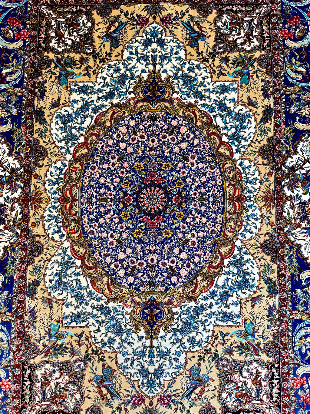 Luxury Persian Bamboo Silk Rug 100x150 cm – Robot-Woven & Hand-Knotted Edges