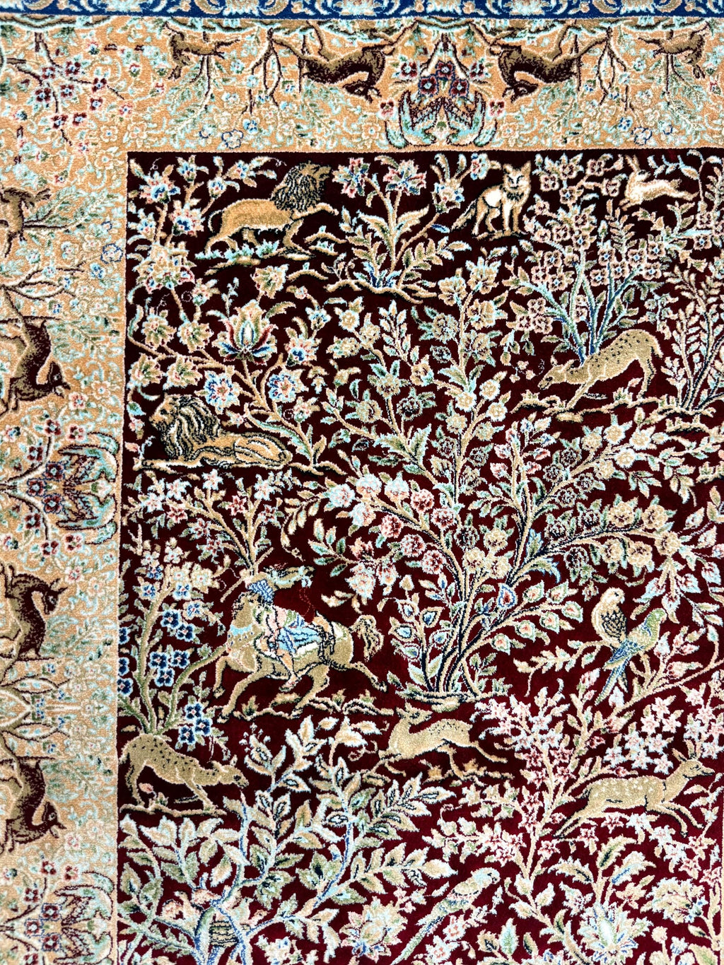 Elegant Persian Bamboo Silk Rug 60x90 cm – Robot-Woven & Hand-Knotted Edges