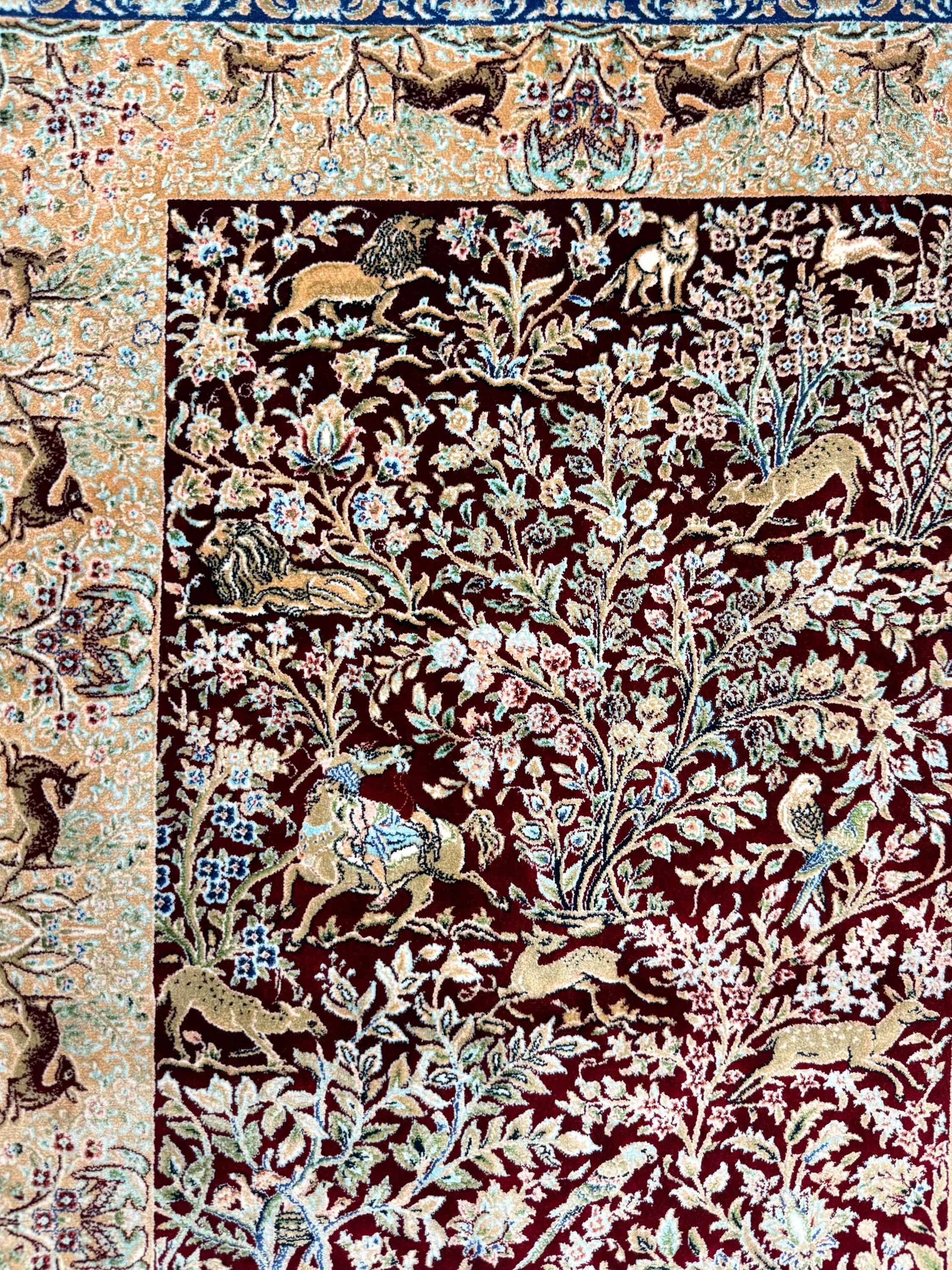 Elegant Persian Bamboo Silk Rug 60x90 cm – Robot-Woven & Hand-Knotted Edges