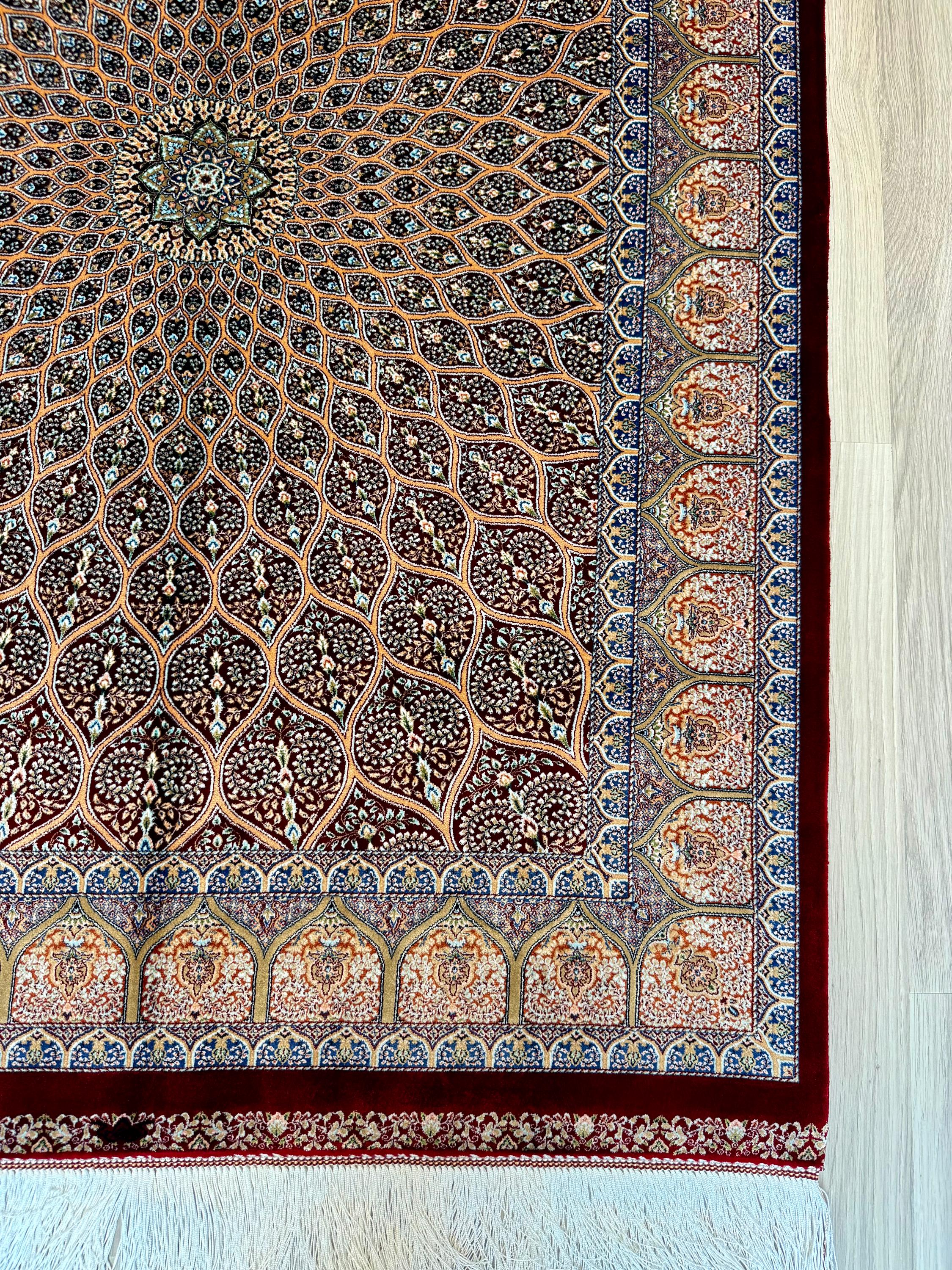 Luxury Persian Bamboo Silk Rug 100x150 cm – Robot-Woven & Hand-Knotted Edges