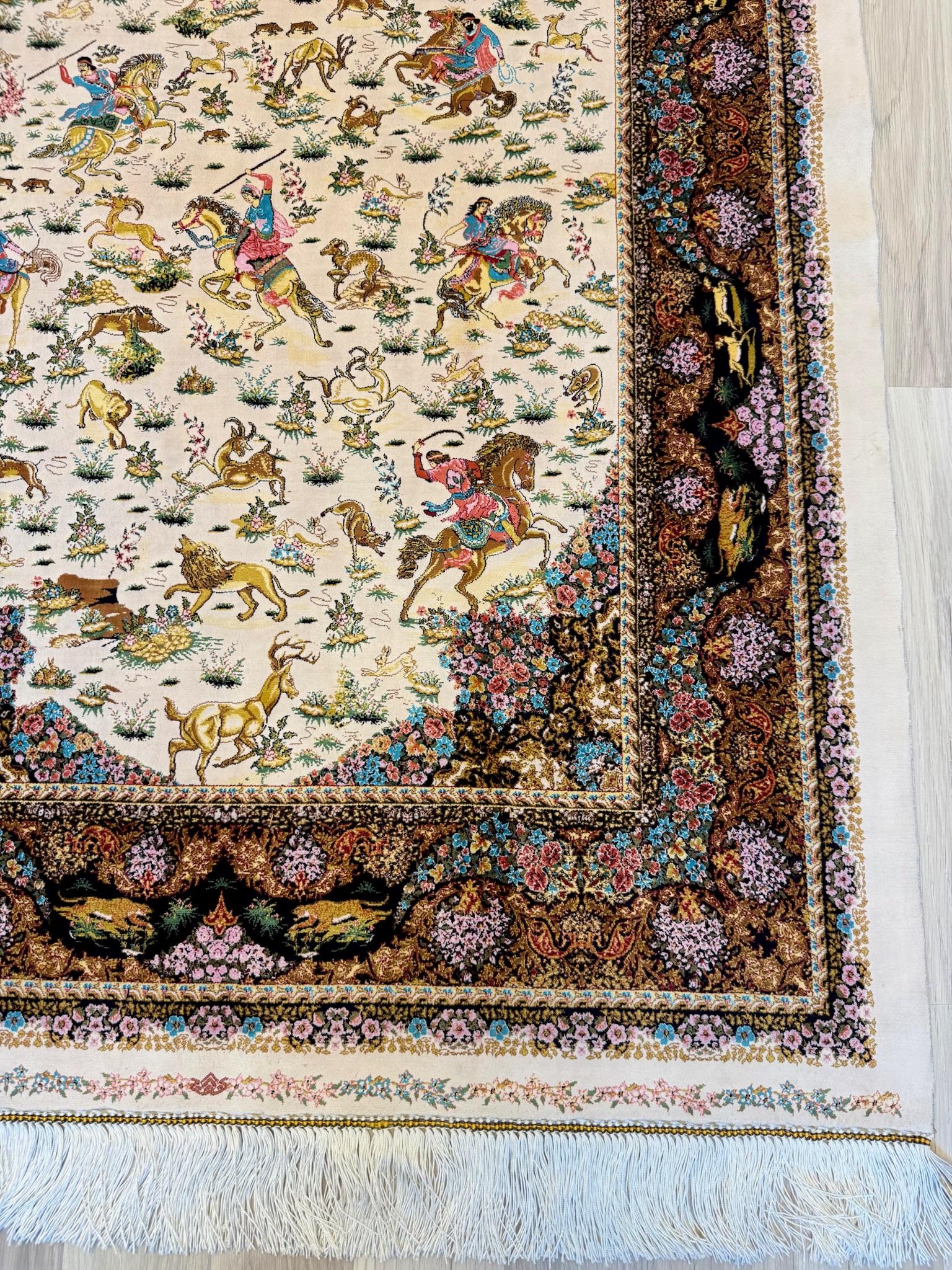 Luxury Persian Bamboo Silk Rug 100x150 cm – Robot-Woven & Hand-Knotted Edges