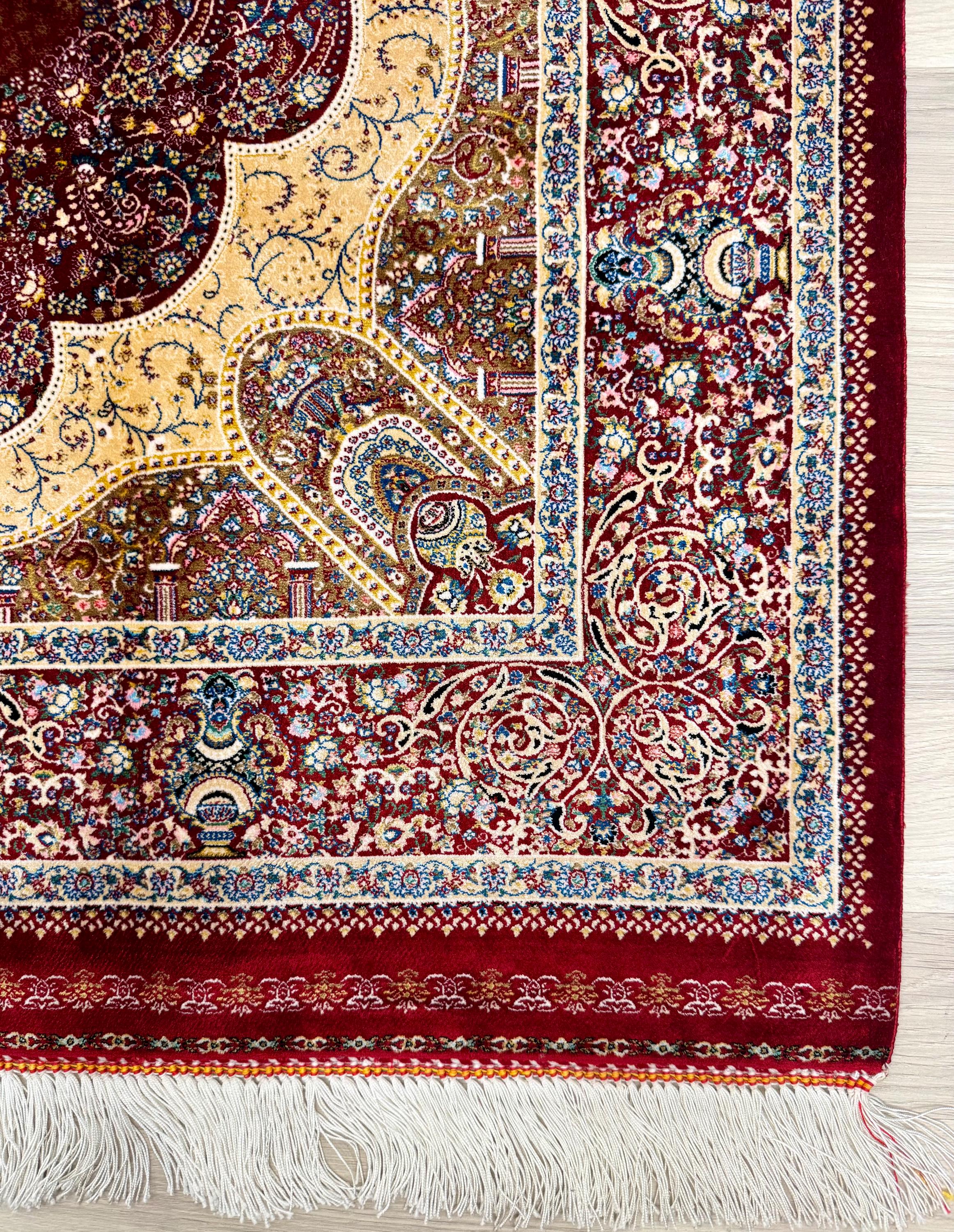 Luxury Persian Bamboo Silk Rug 120x180 cm – Robot-Woven & Hand-Knotted Edges