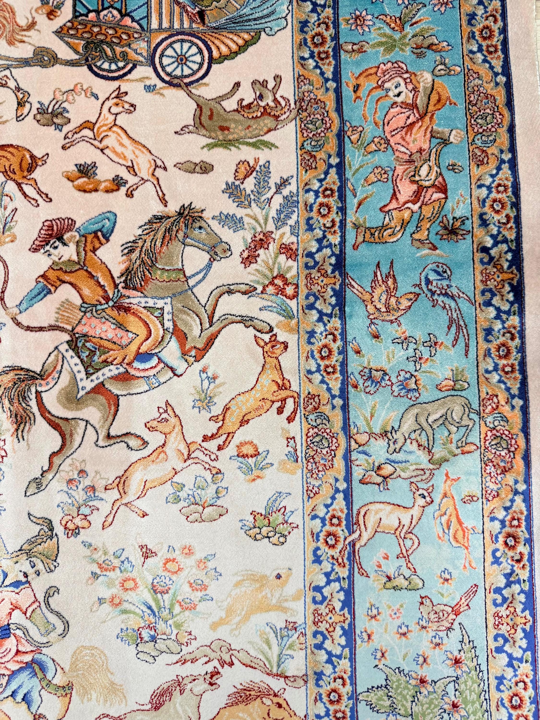 Luxury Persian Bamboo Silk Rug 120x180 cm – Robot-Woven & Hand-Knotted Edges