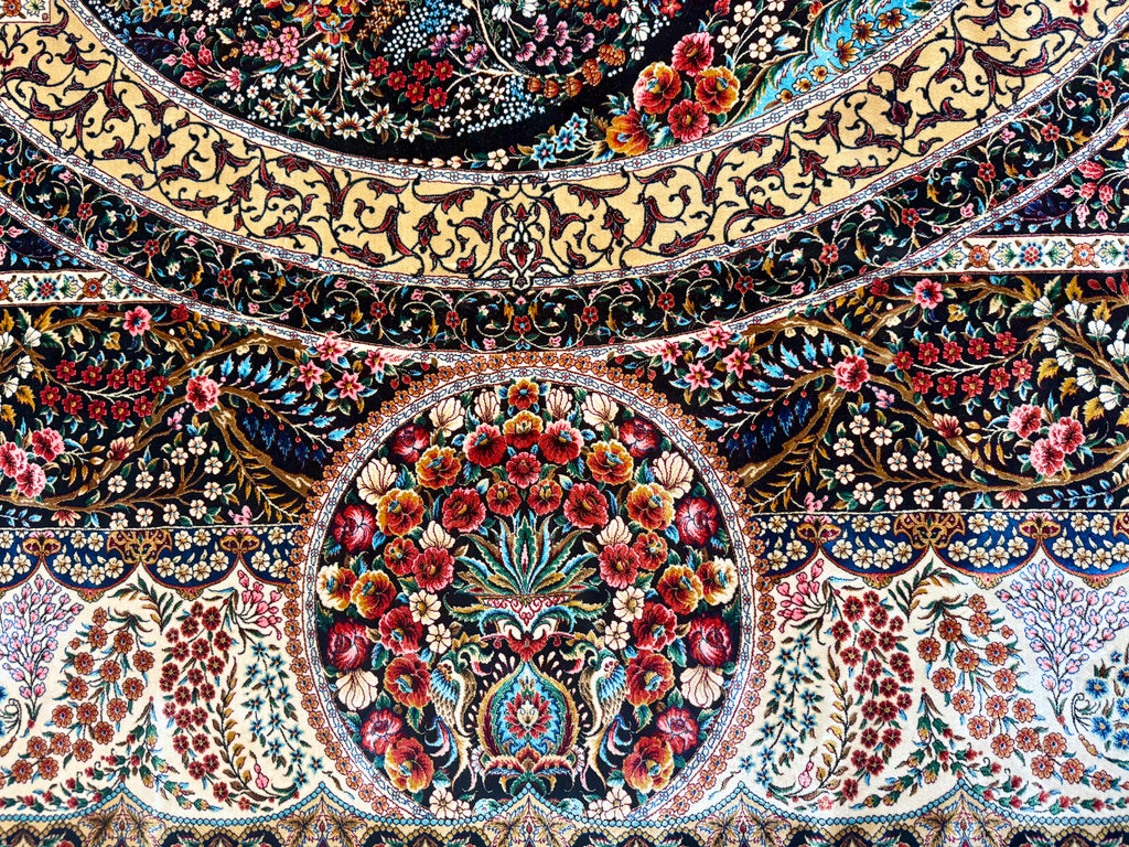 Luxury Persian Bamboo Silk Rug 200x300 cm – Robot-Woven & Hand-Knotted Edges