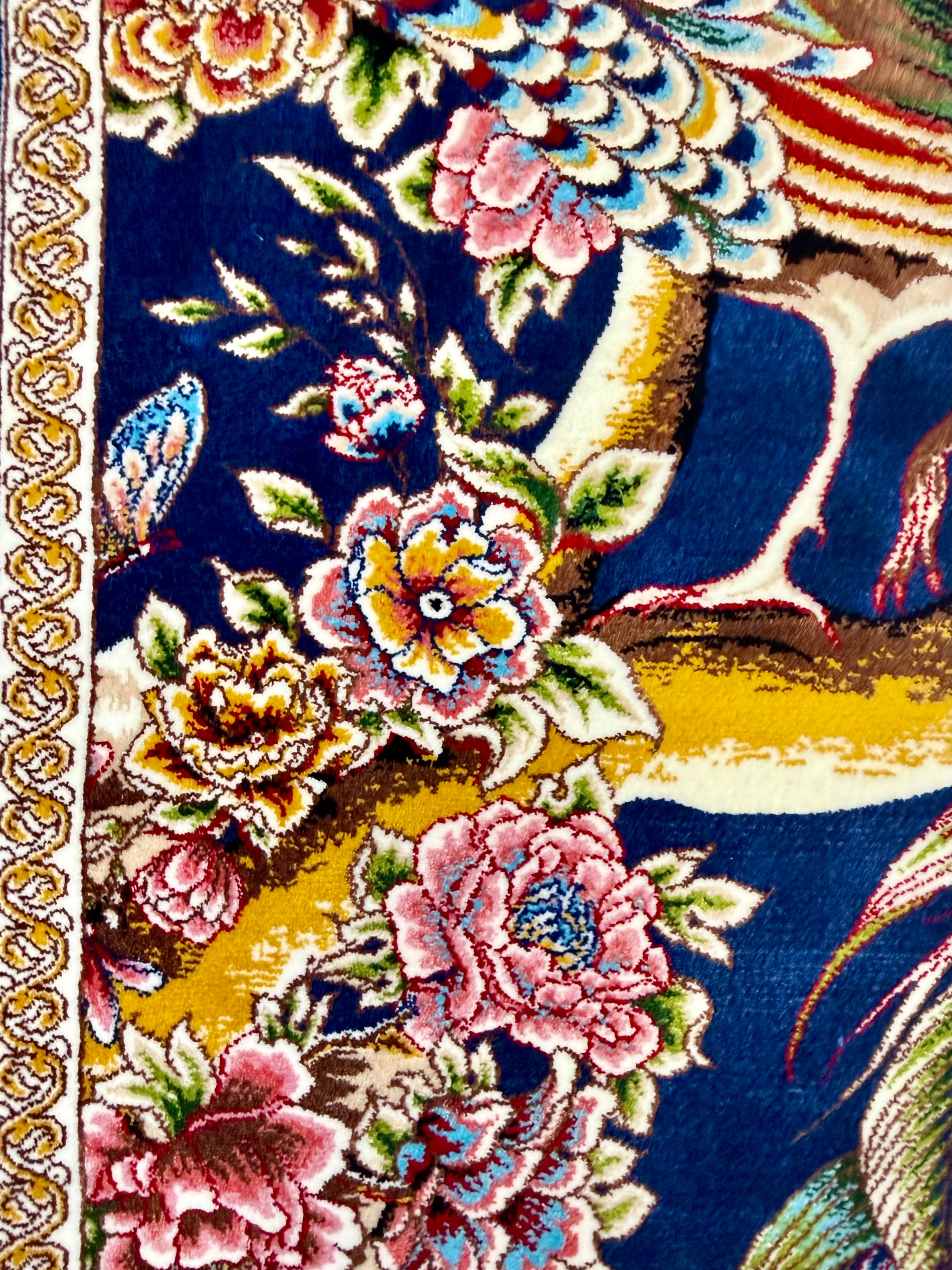 Luxury Persian Bamboo Silk Rug Wall Art Rug 50x50 cm – Robot-Woven & Hand-Knotted Edges