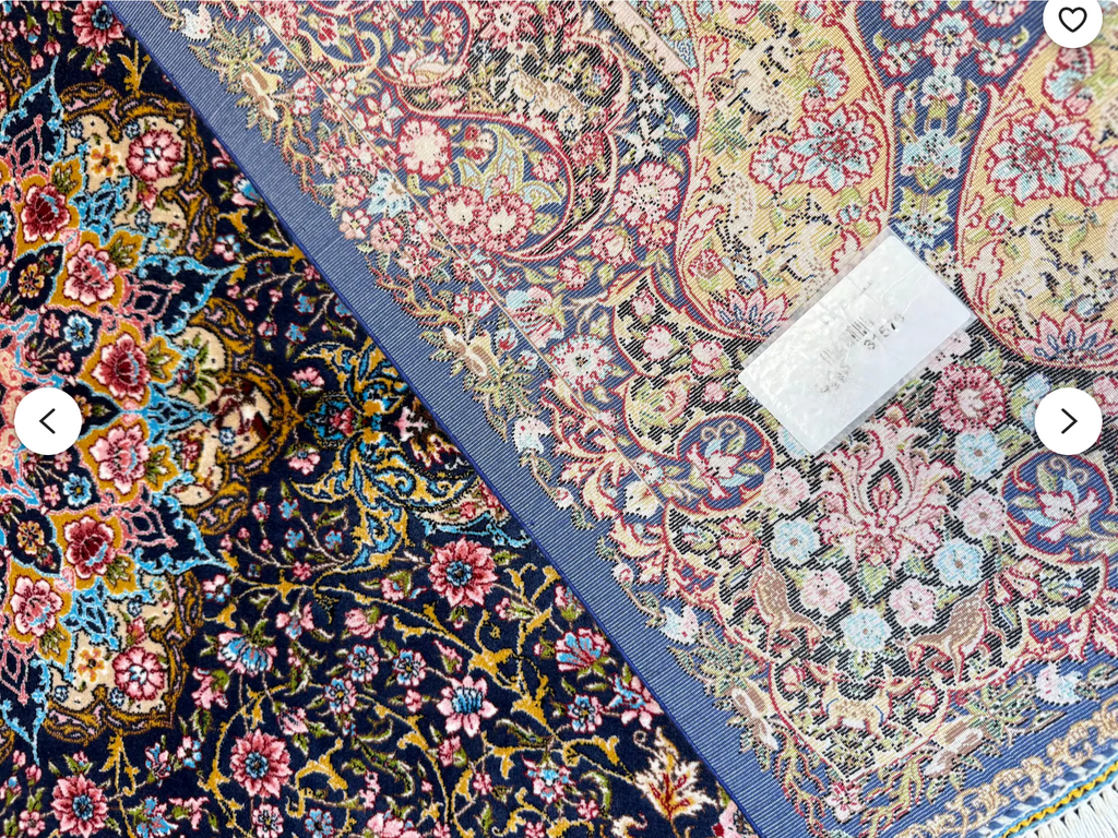 Luxury Persian Bamboo Silk Rug 100x150 cm – Robot-Woven & Hand-Knotted Edges