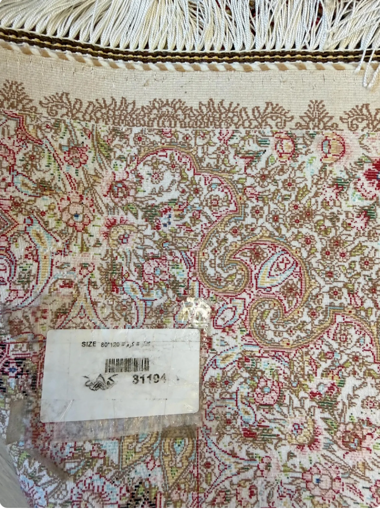 Luxury Persian Bamboo Silk Rug 80x120 cm – Robot-Woven & Hand-Knotted Edges