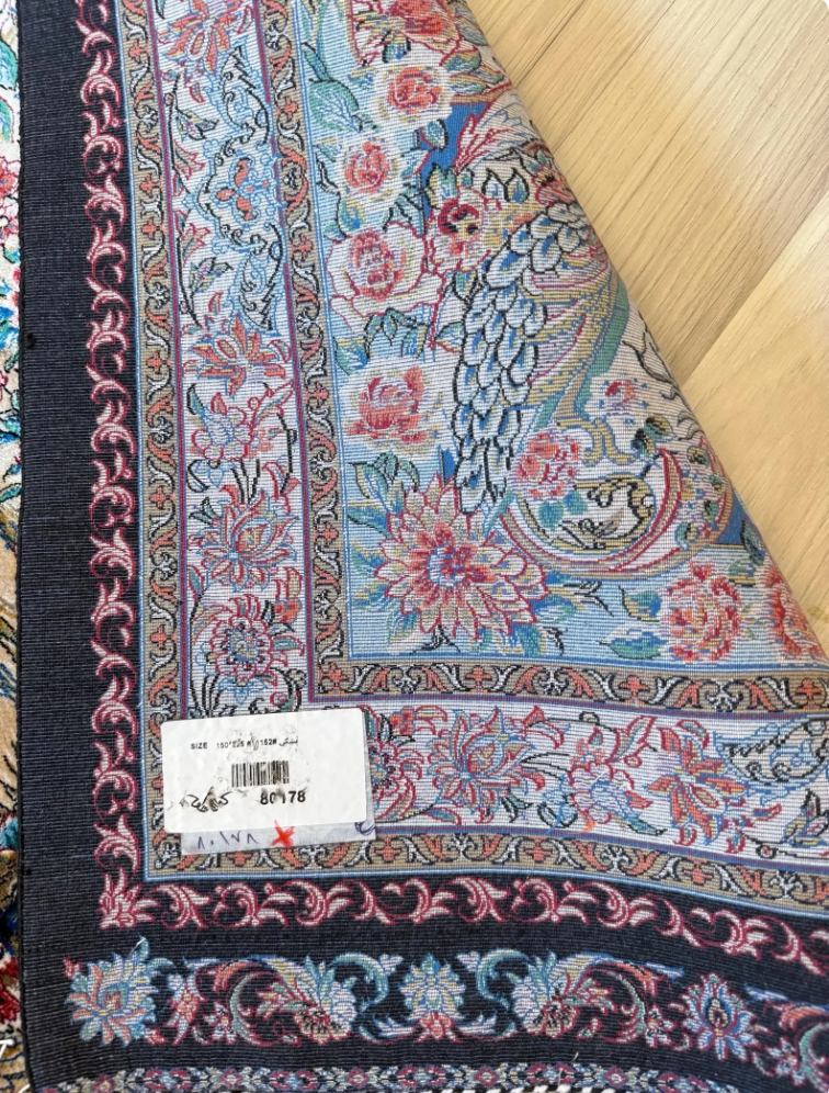 Luxury Persian Bamboo Silk Rug 150x225 cm – Robot-Woven & Hand-Knotted Edges